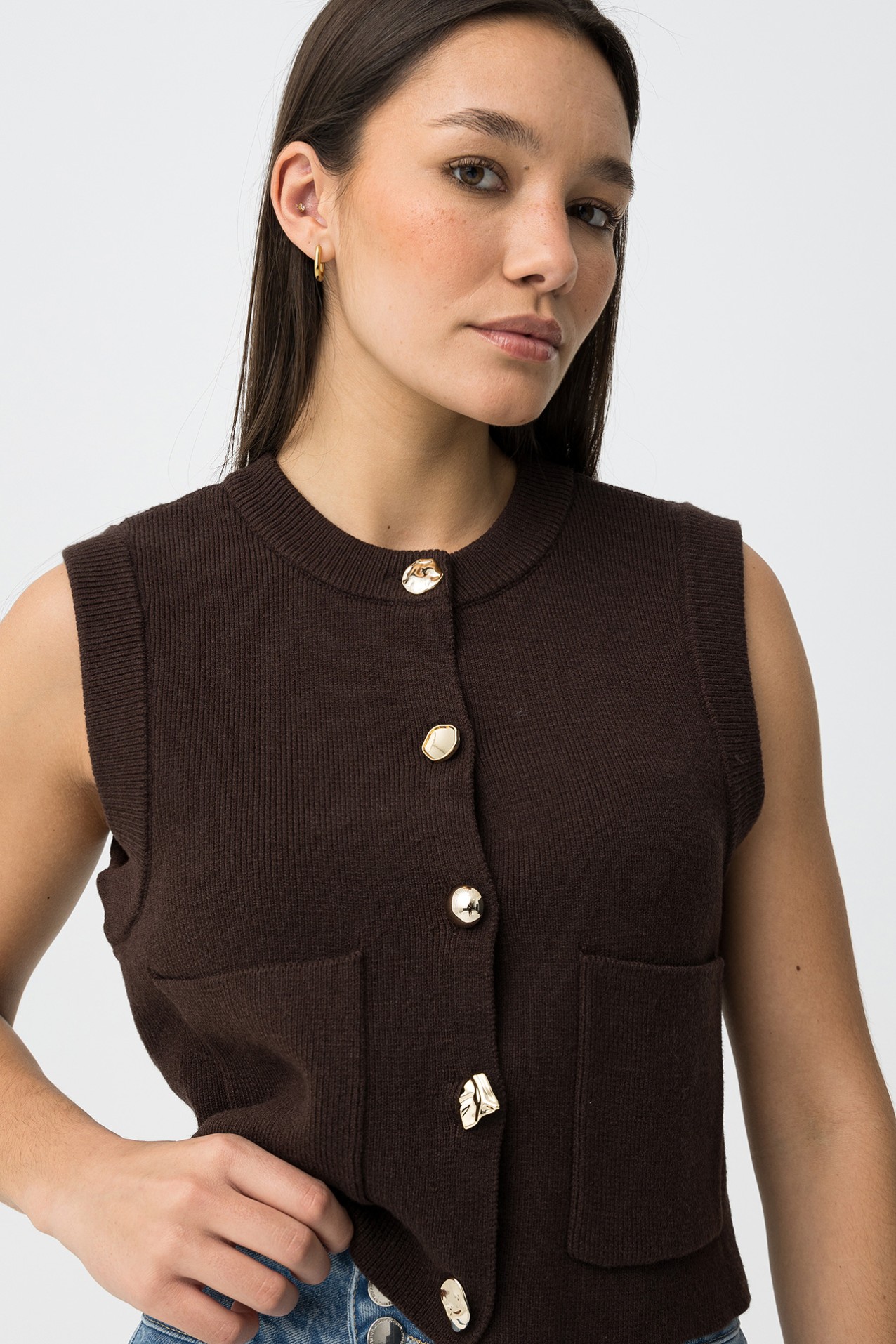 Colete Tricotado Chocolate