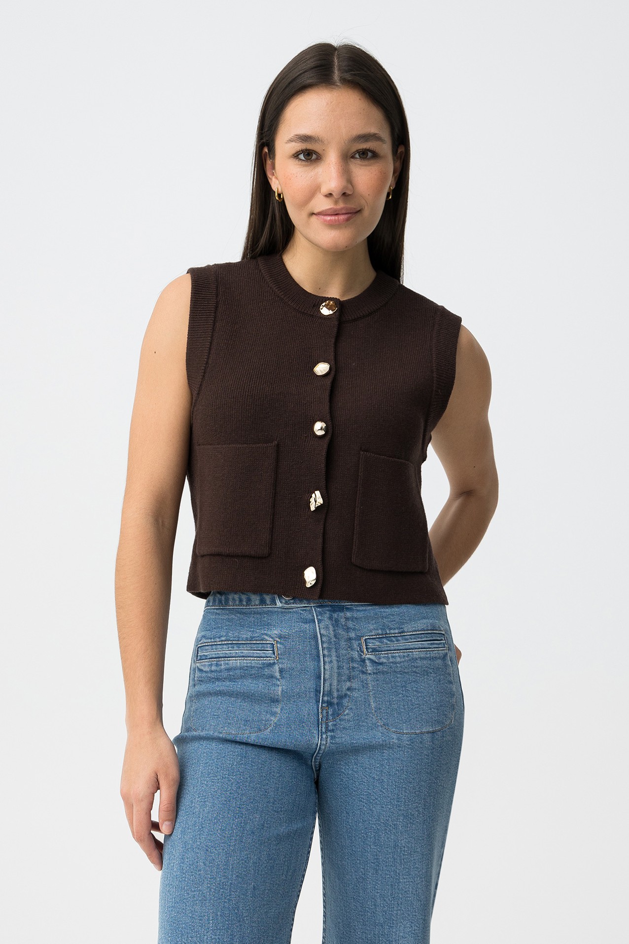 Colete Tricotado Chocolate