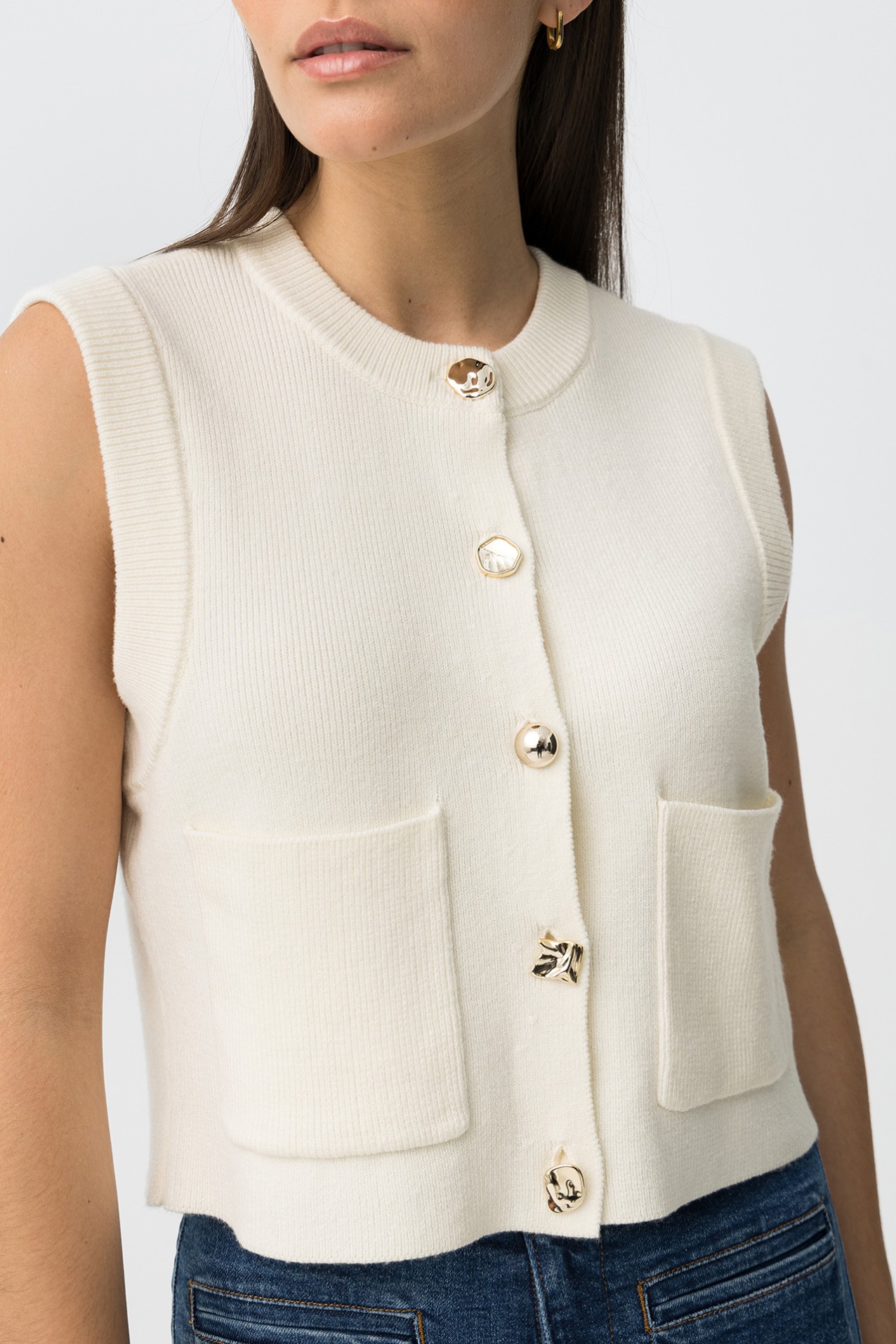 Beige Knitted Vest