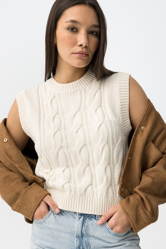 Camiseta Tricotada Beige