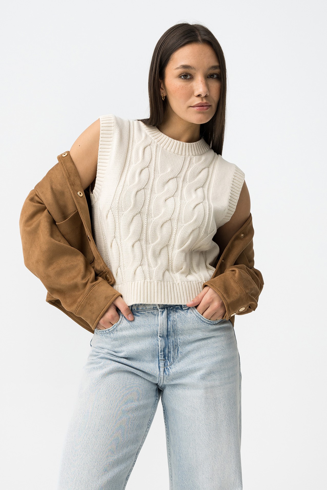 Camiseta Tricotada Beige