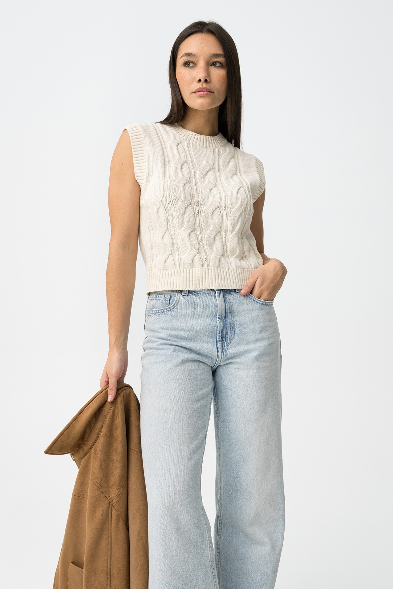 Camiseta Tricotada Beige