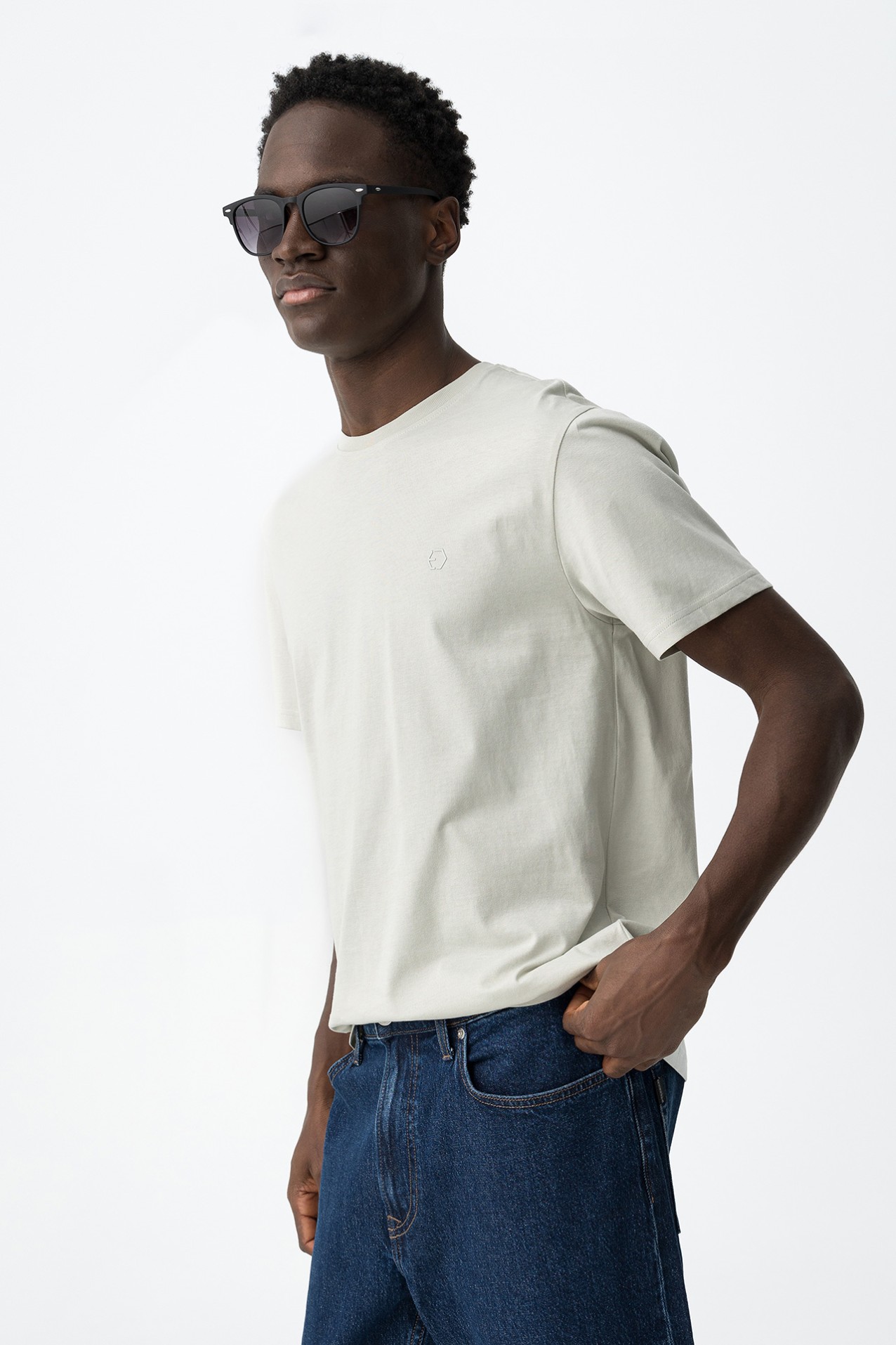 Cotton T-shirt with Embossed Detail
