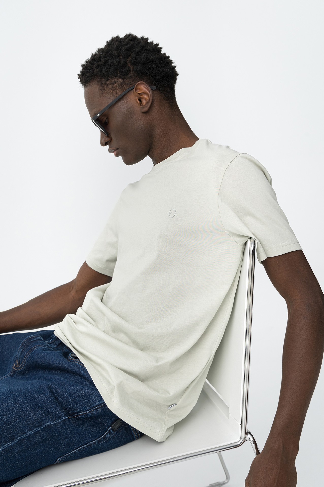 Cotton T-shirt with Embossed Detail