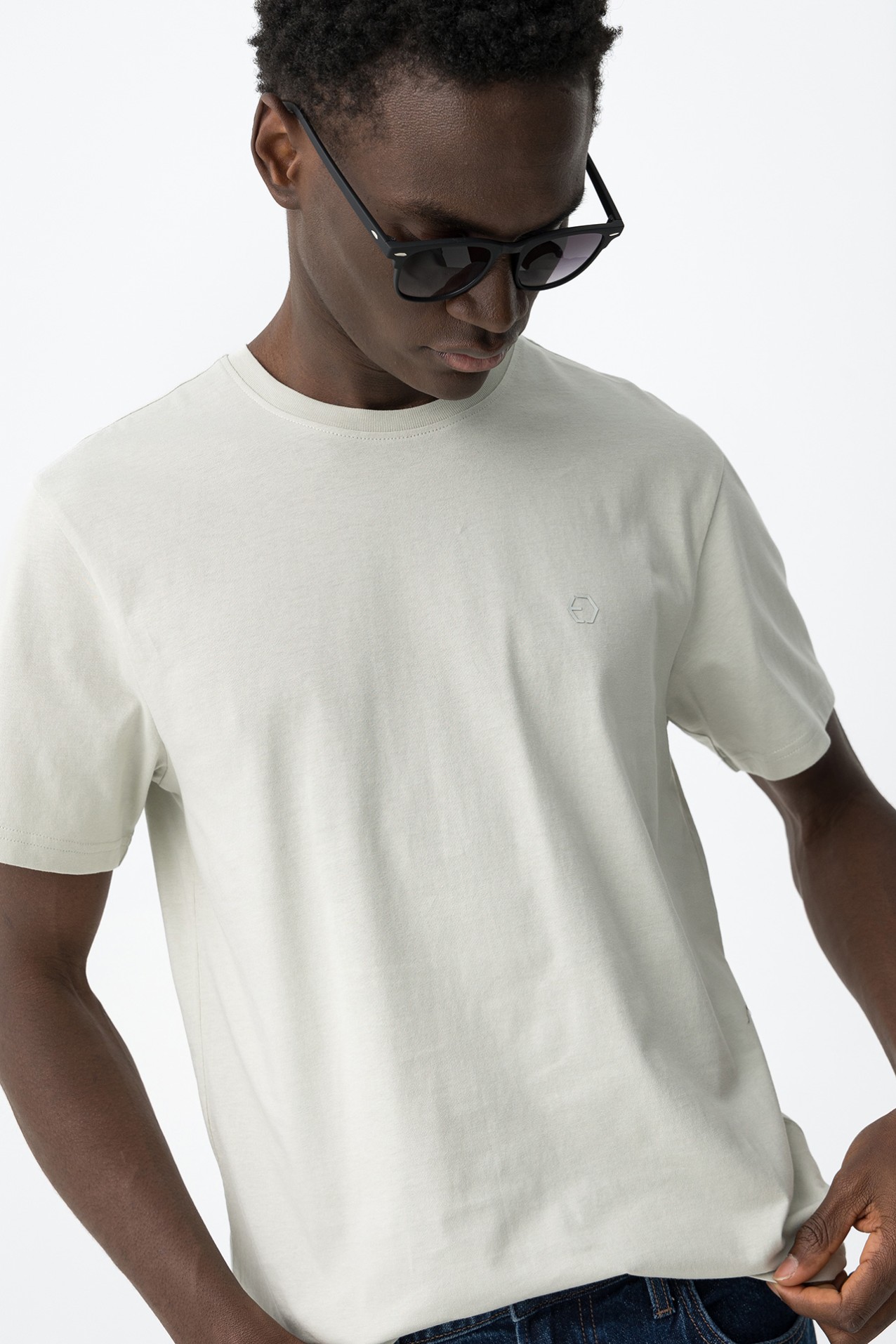 Cotton T-shirt with Embossed Detail