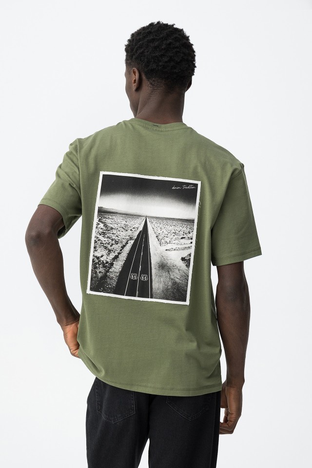 Camiseta relaxed verde print