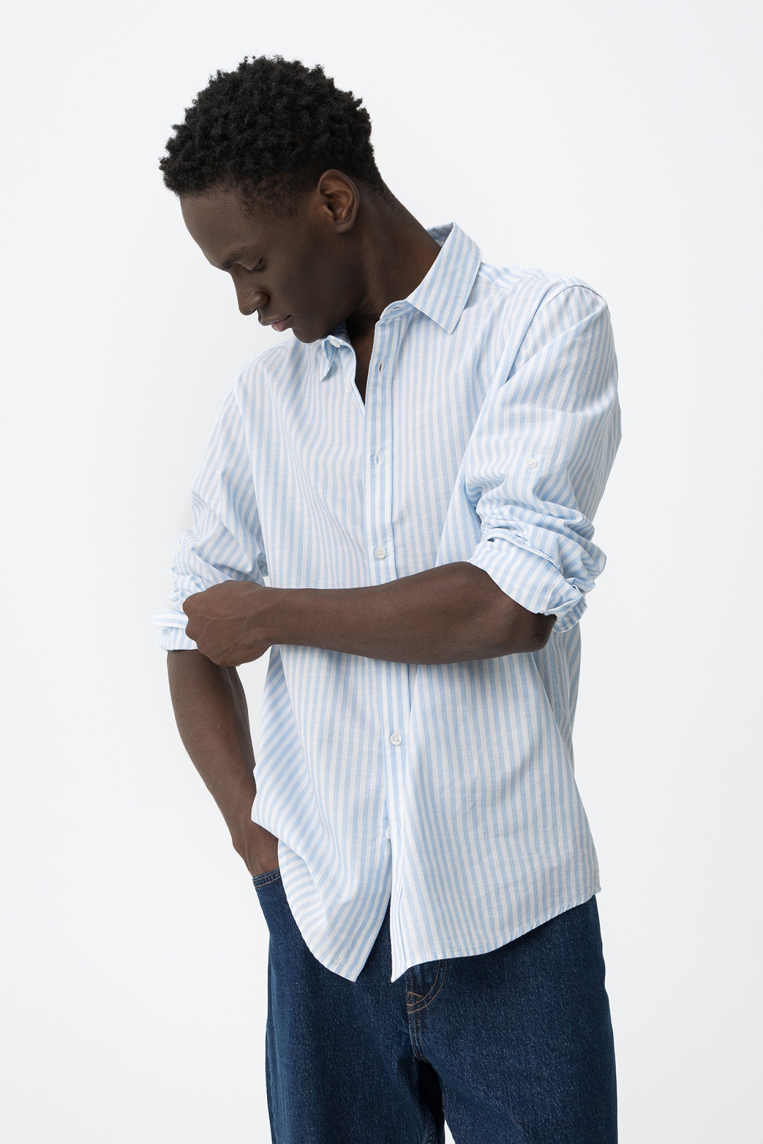 Blue Striped Oversize Shirt - 10065368_759 - Tiffosi