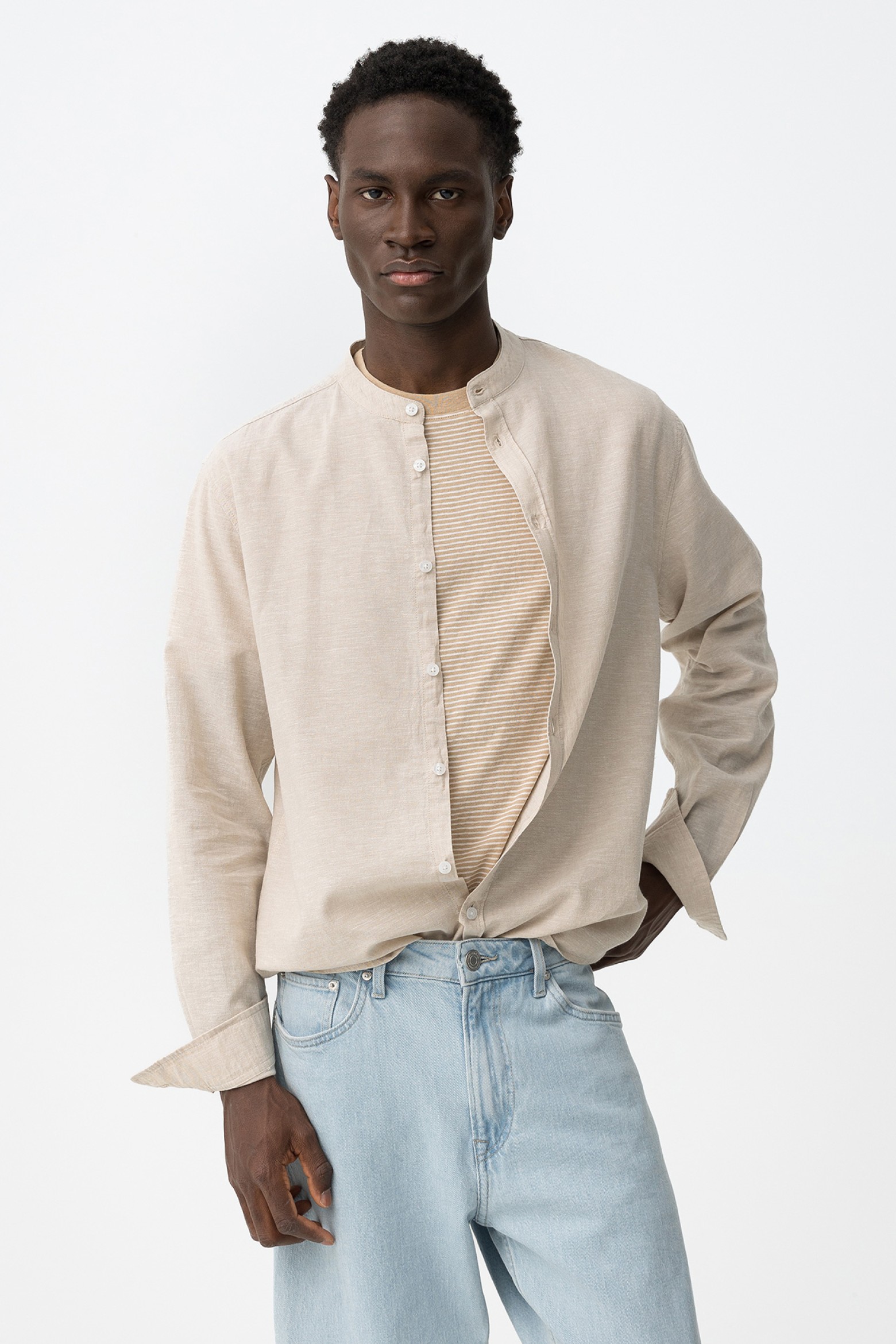 Beige Long Sleeve Shirt - 10065634_117 - Tiffosi