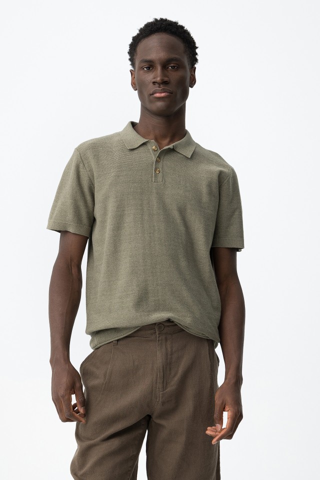 Green Short Sleeve Knit Polo