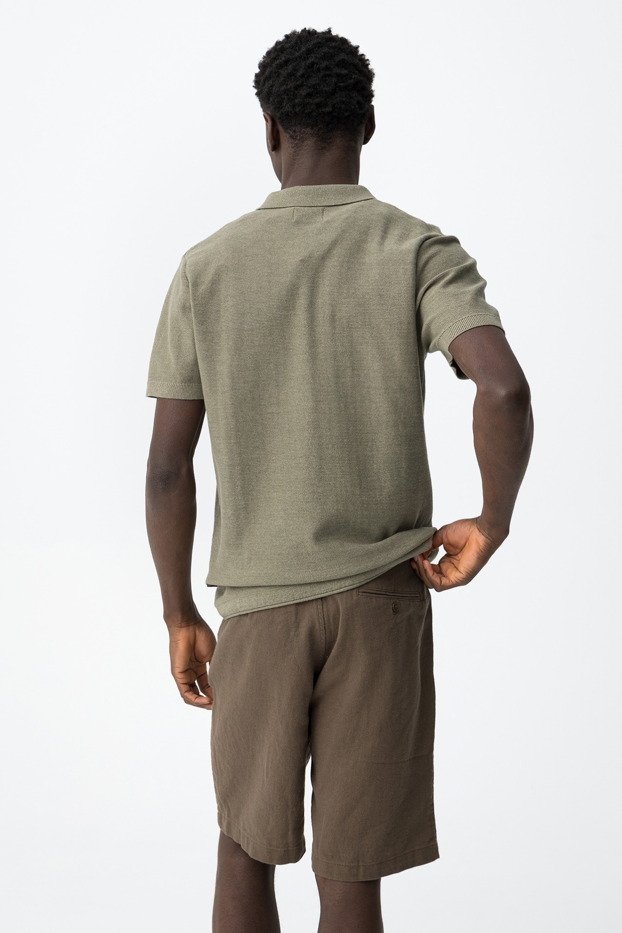 Polo verde punto manga corta