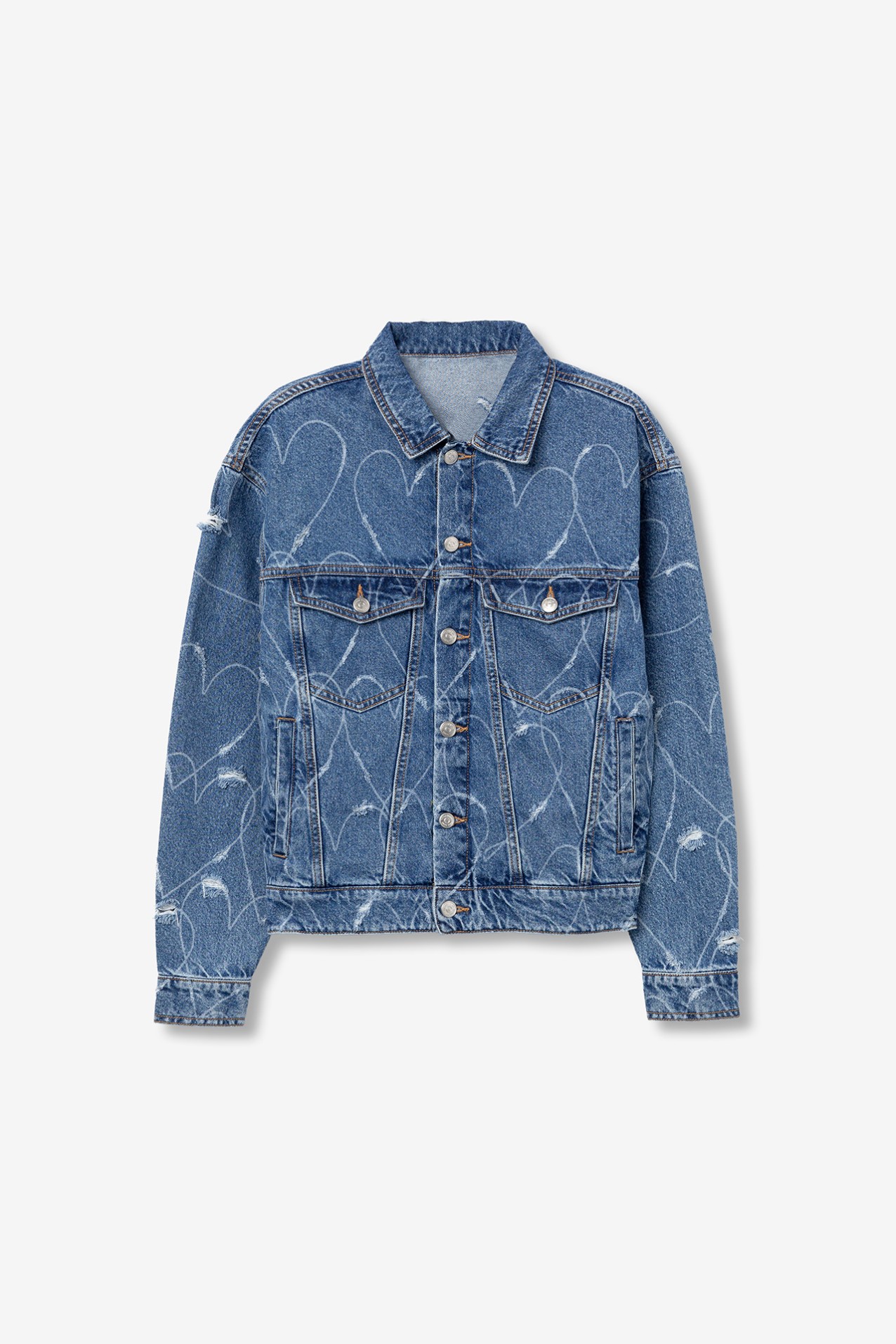 Casaco Denim com Cora��es