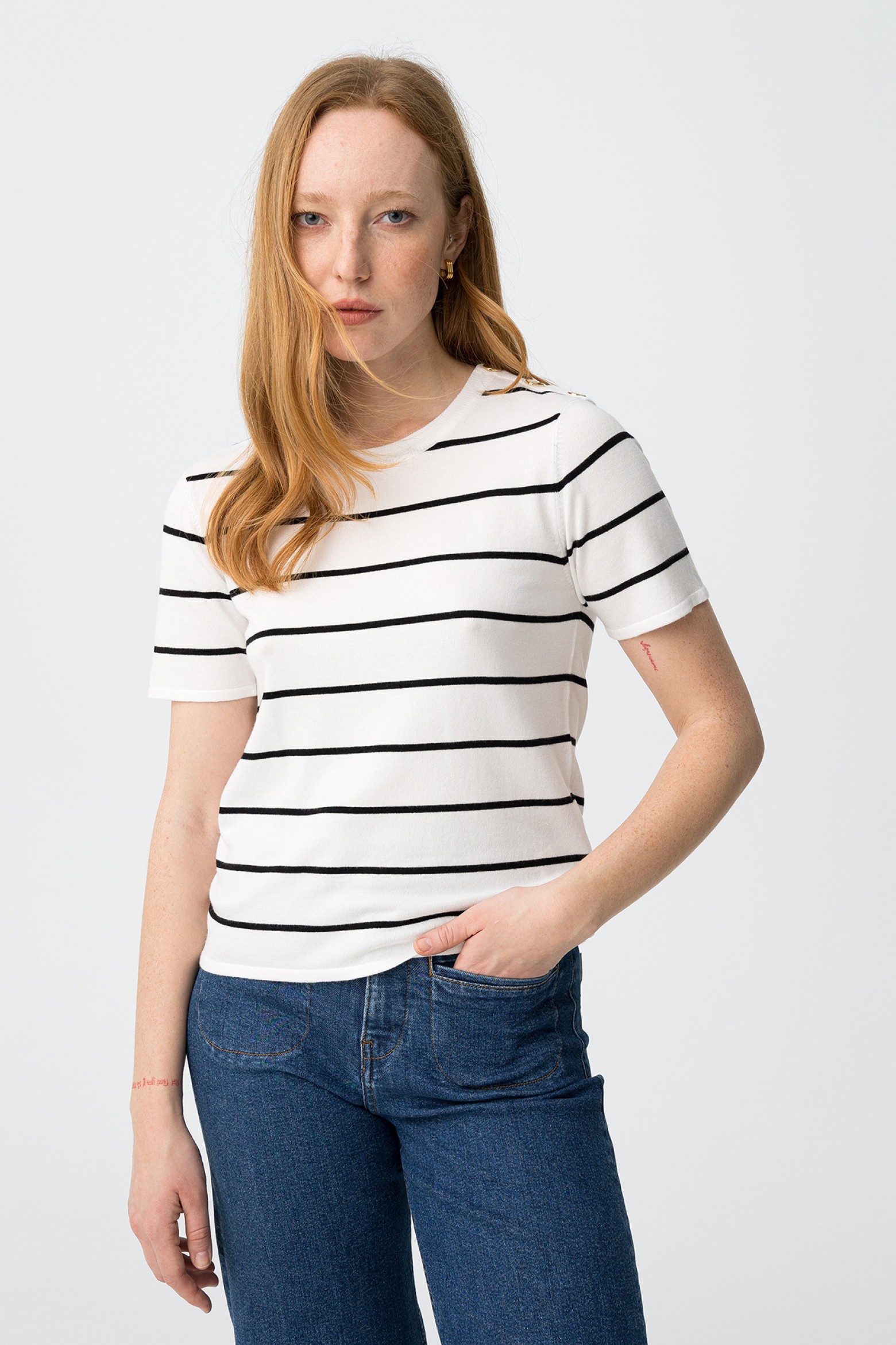 Camisola riscas manga curta