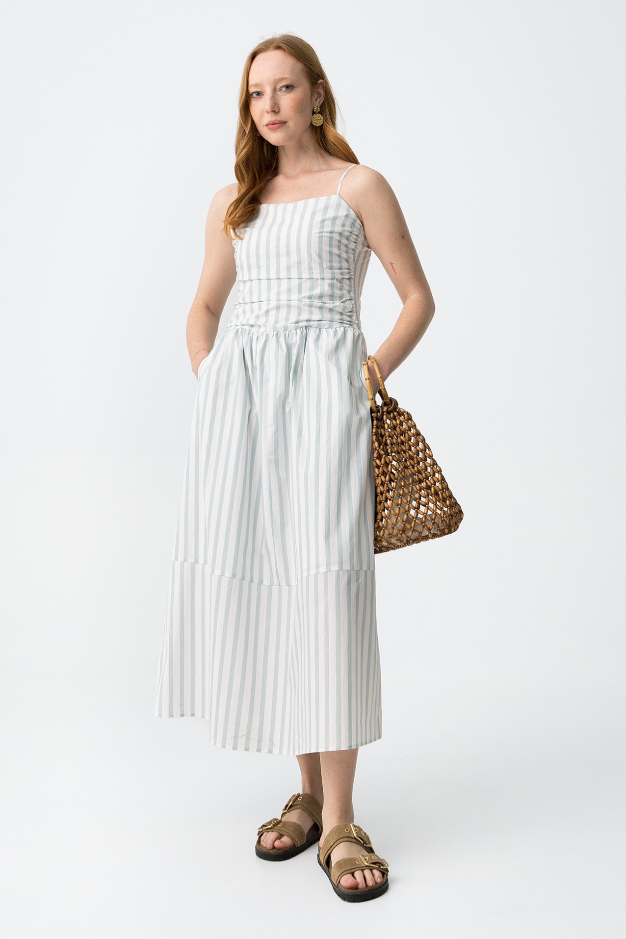 Vestido largo azul slim