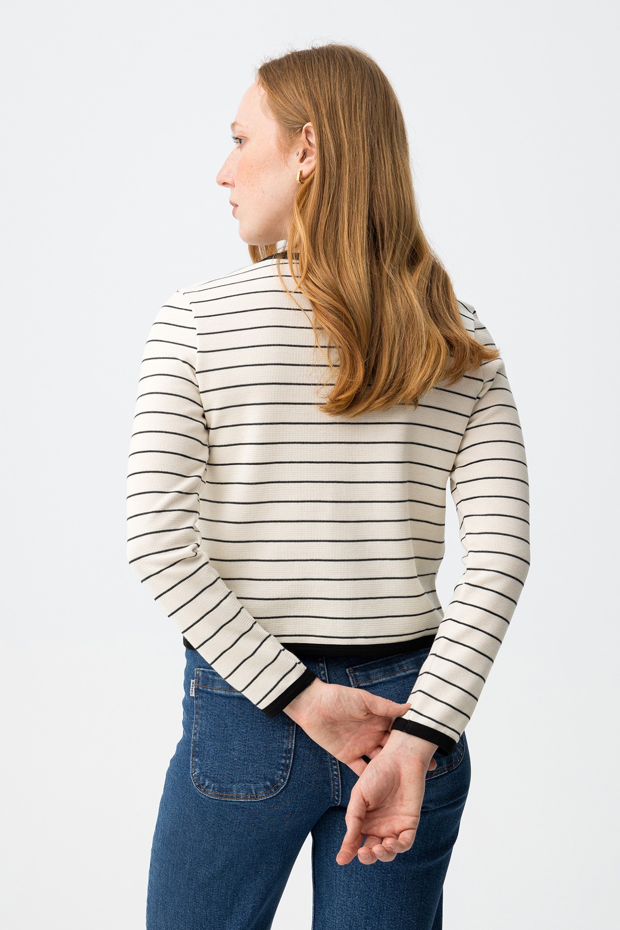 Beige striped slim jacket