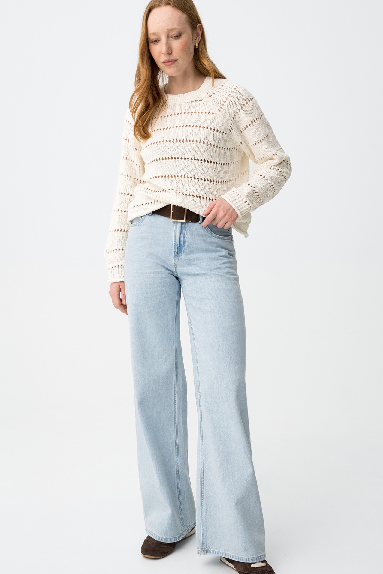 Camisola tricotada cru regular