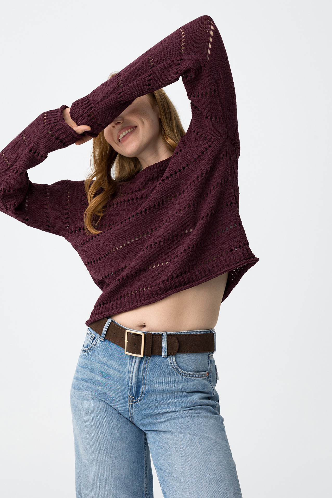 Camisola tricotada cor vinho