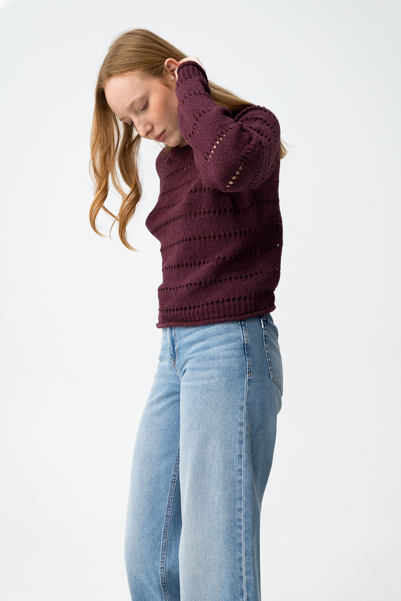 Camisola tricotada cor vinho