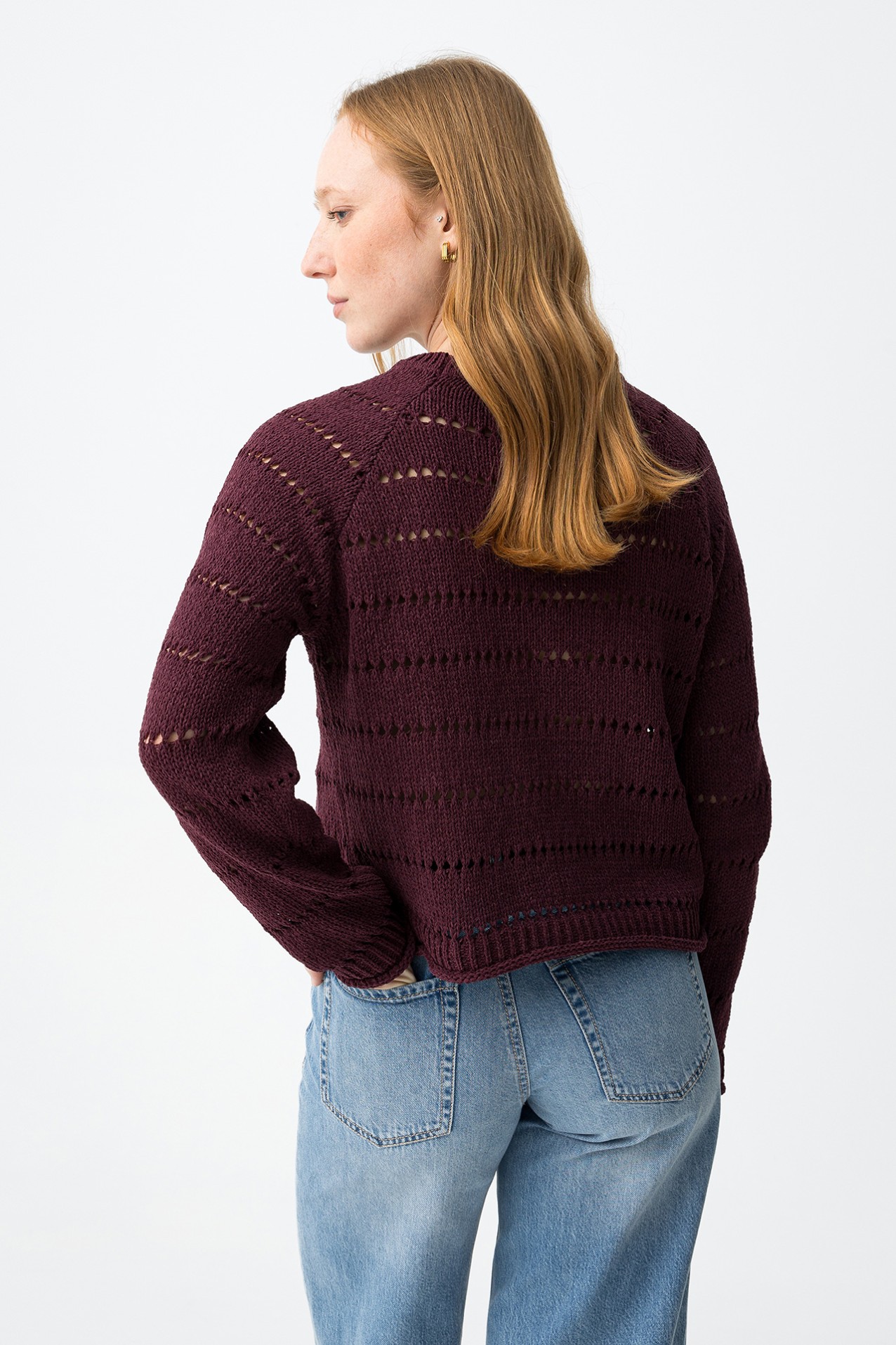 Camisola tricotada cor vinho