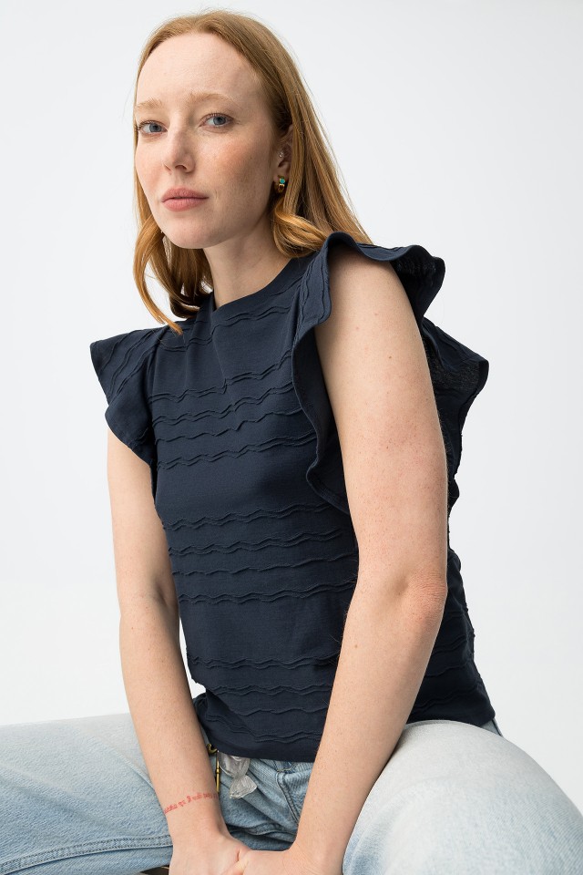 T-shirt azul manga curta