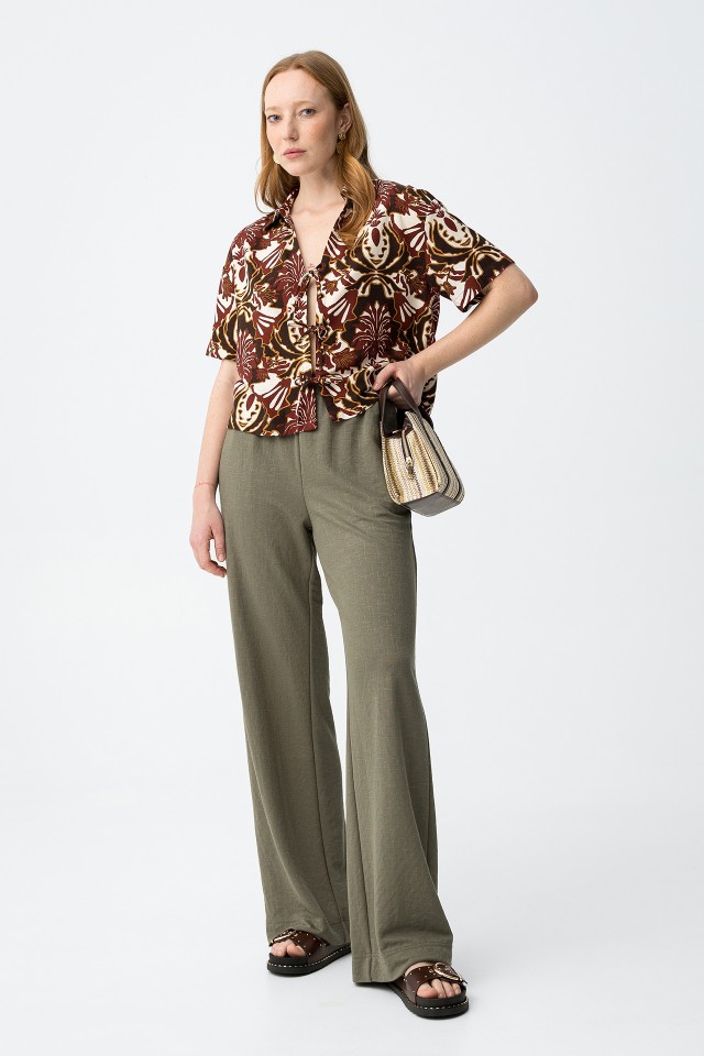 Wide Leg Green Trousers