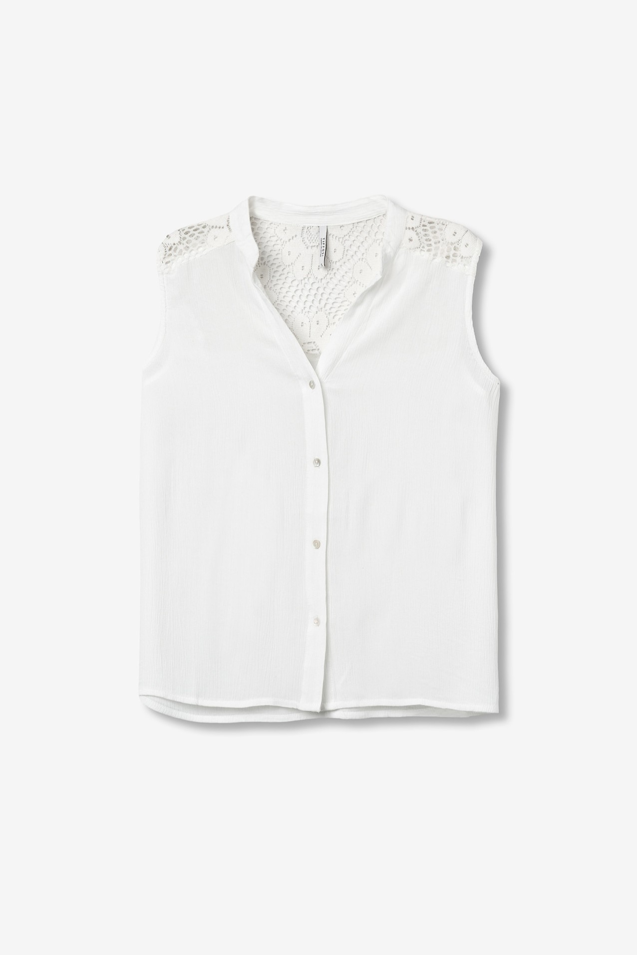 White sleeveless lace top