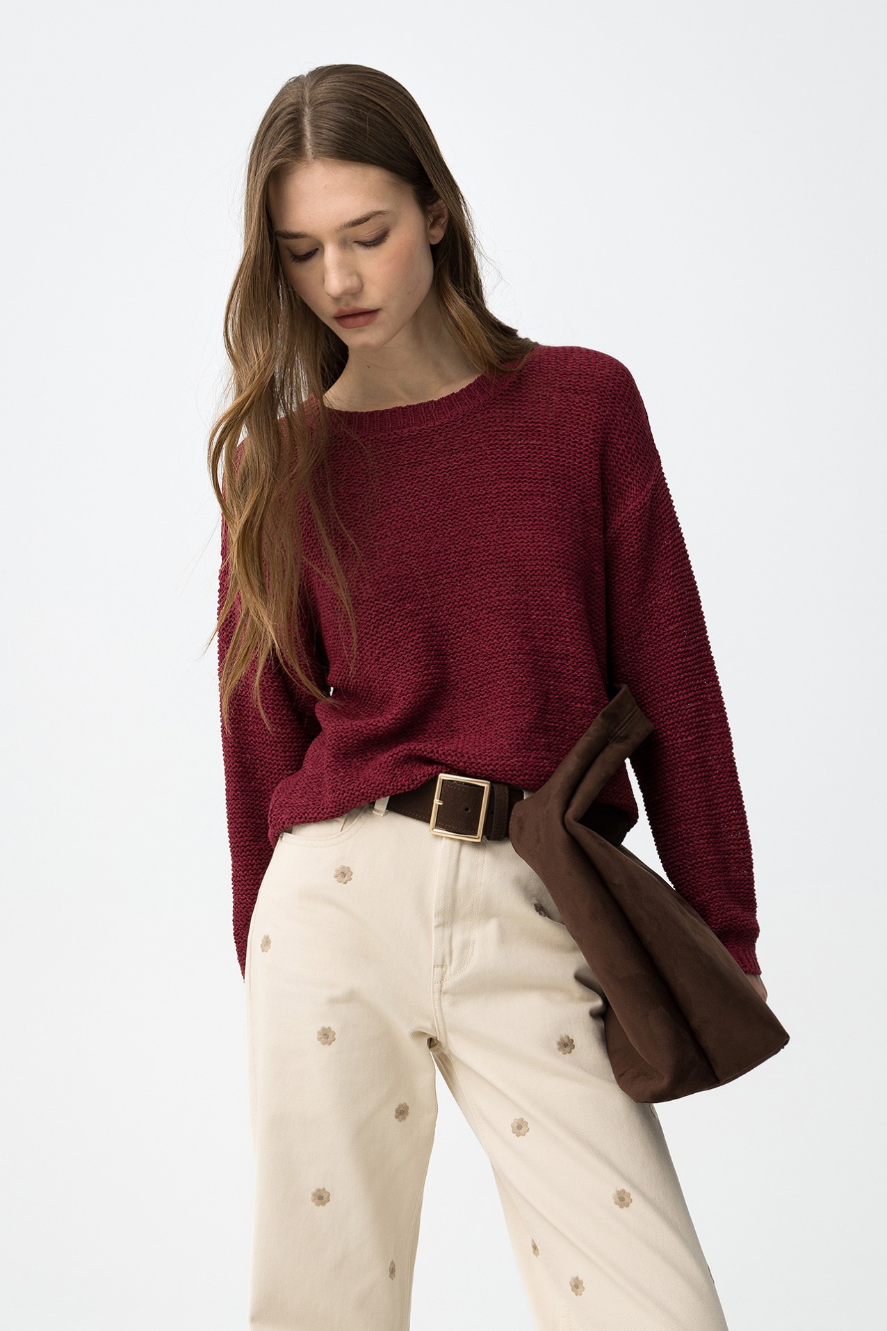 Camisola tricotada vermelho regular