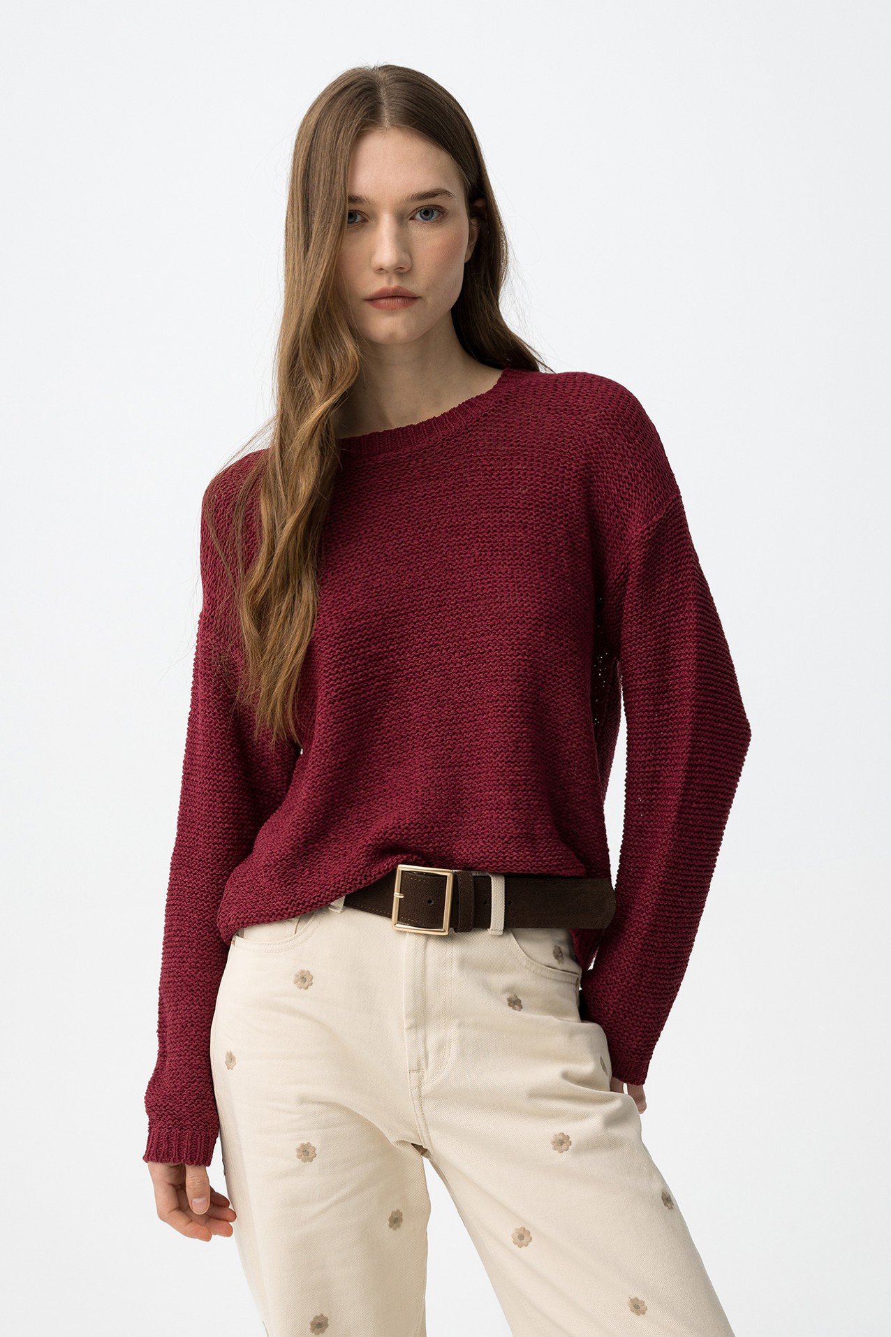 Camisola tricotada vermelho regular