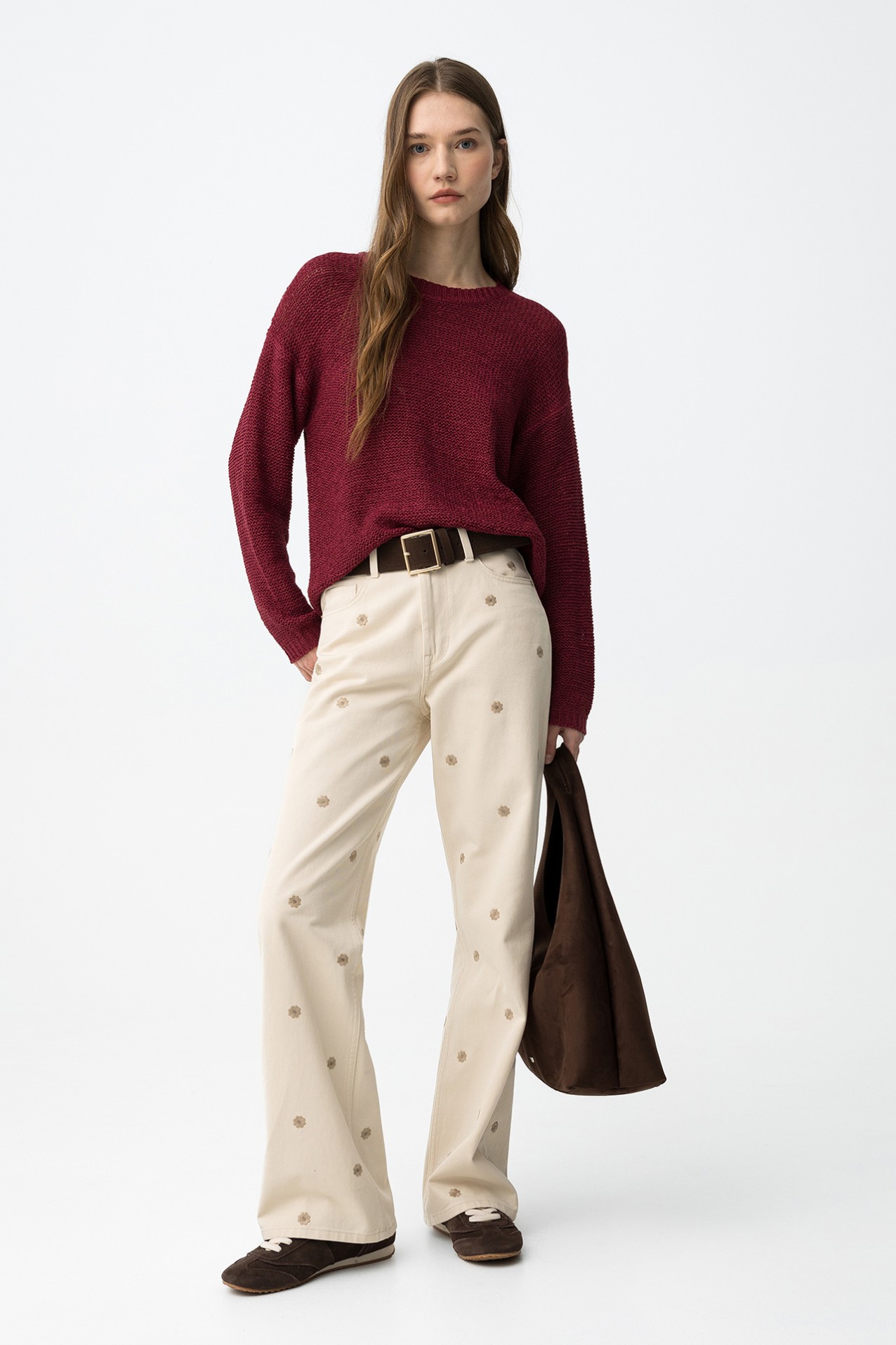 Camisola tricotada vermelho regular