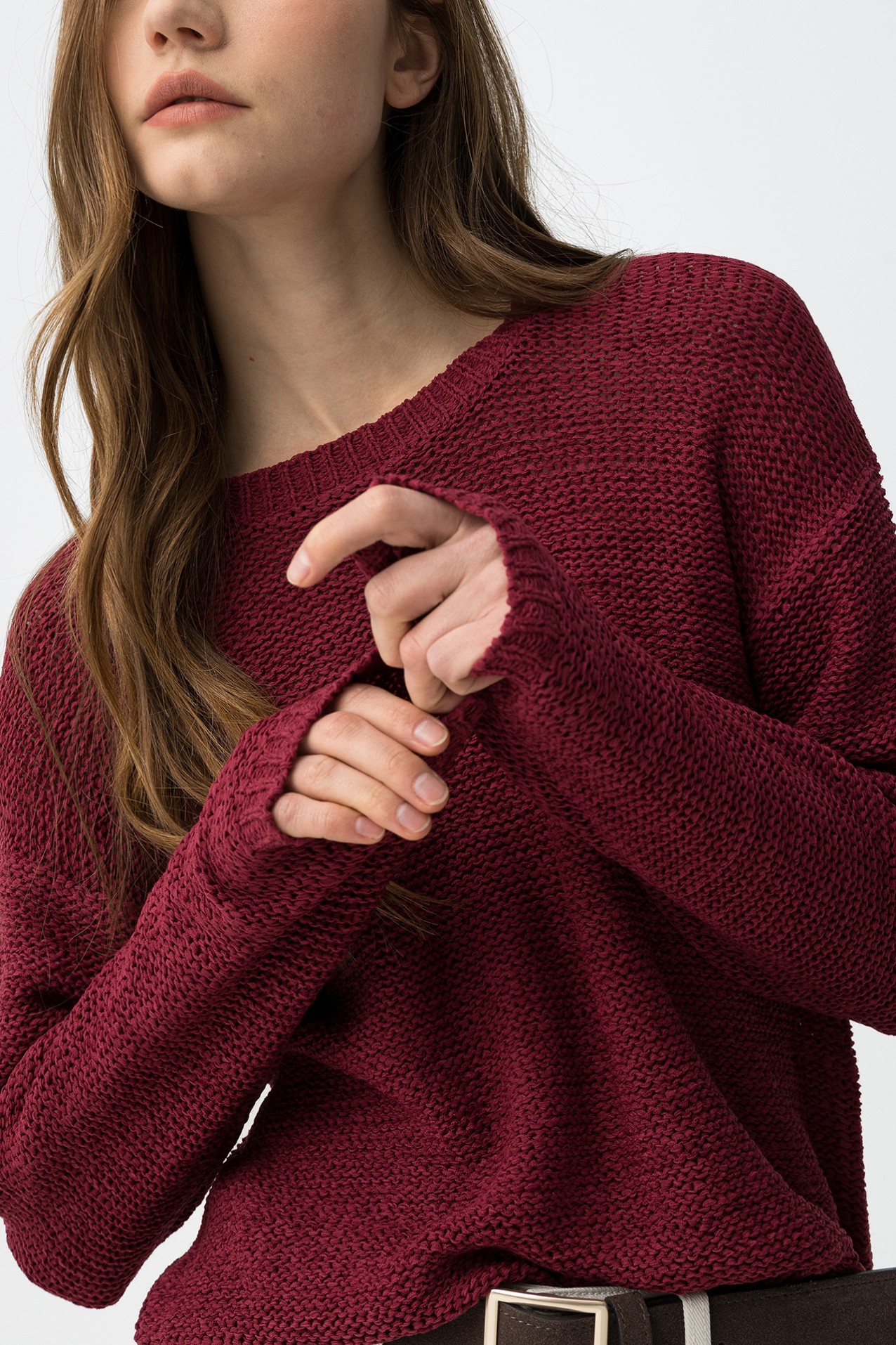 Camisola tricotada vermelho regular