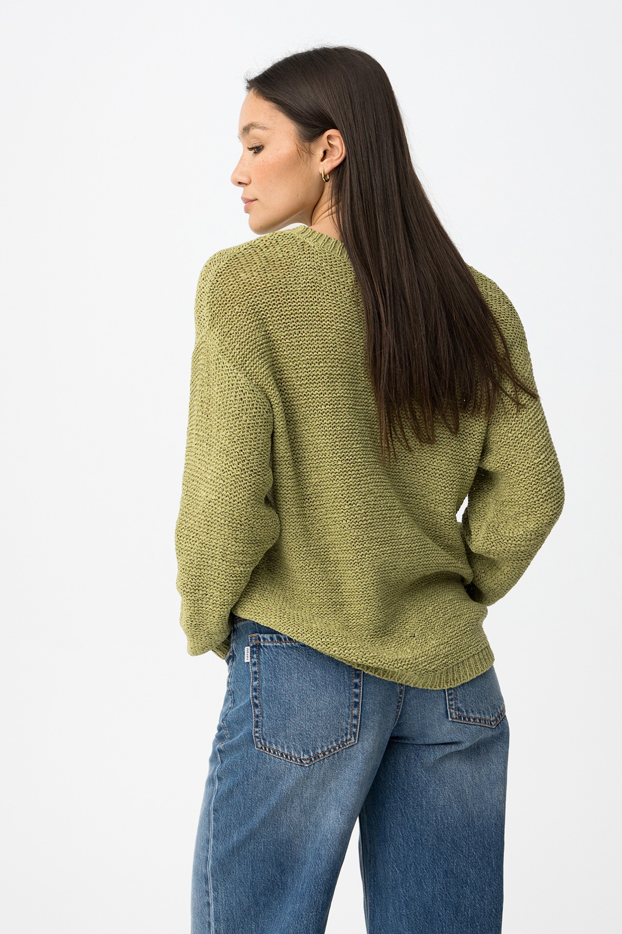 Camisola tricotada verde regular