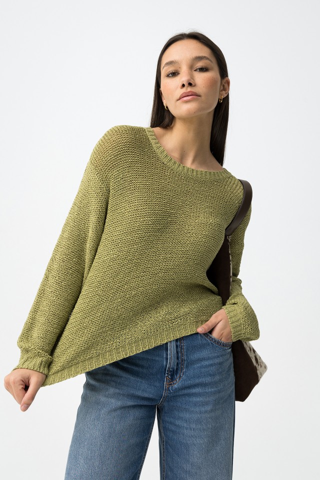 Camisola tricotada verde regular