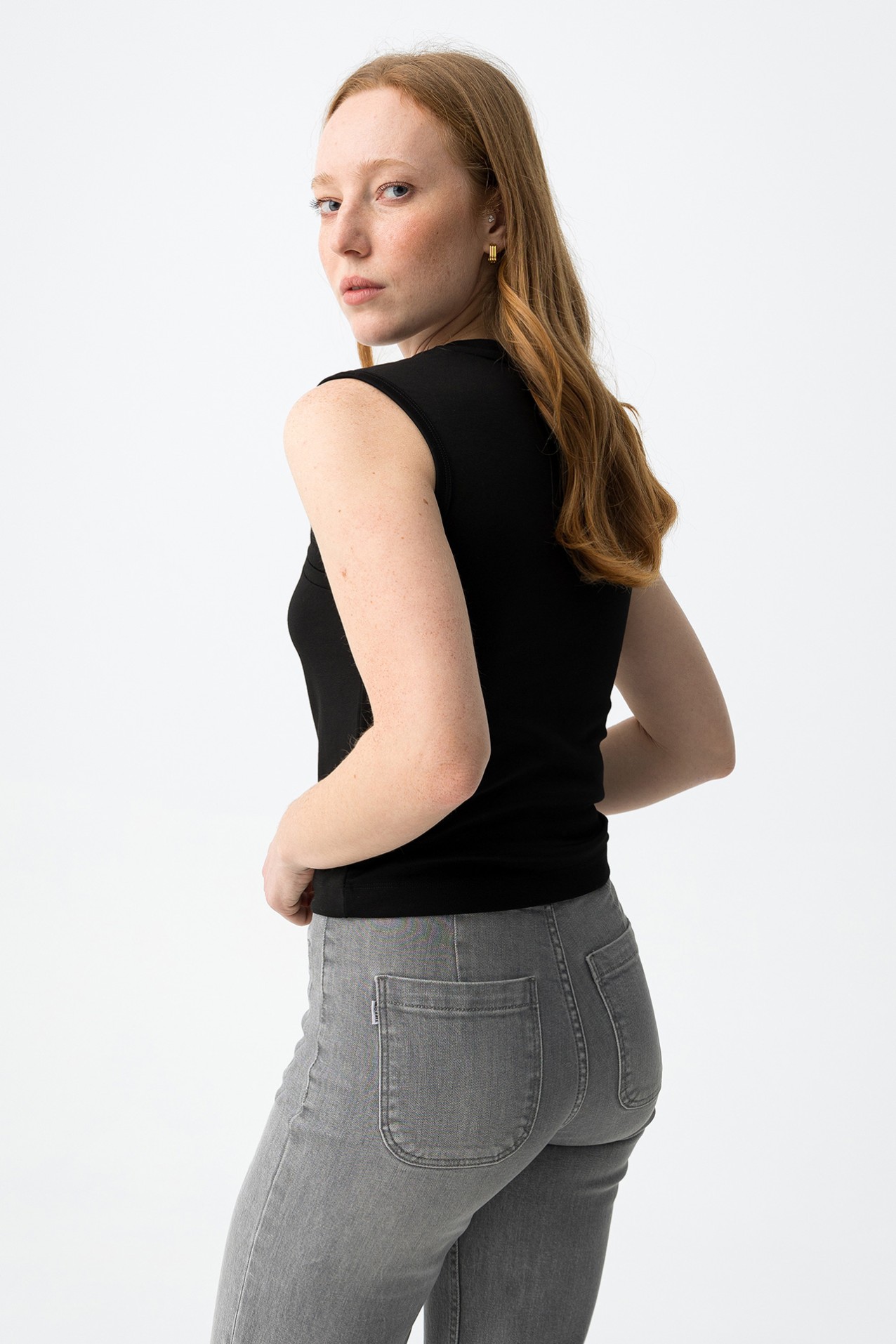 Black Slim V-Neck Top