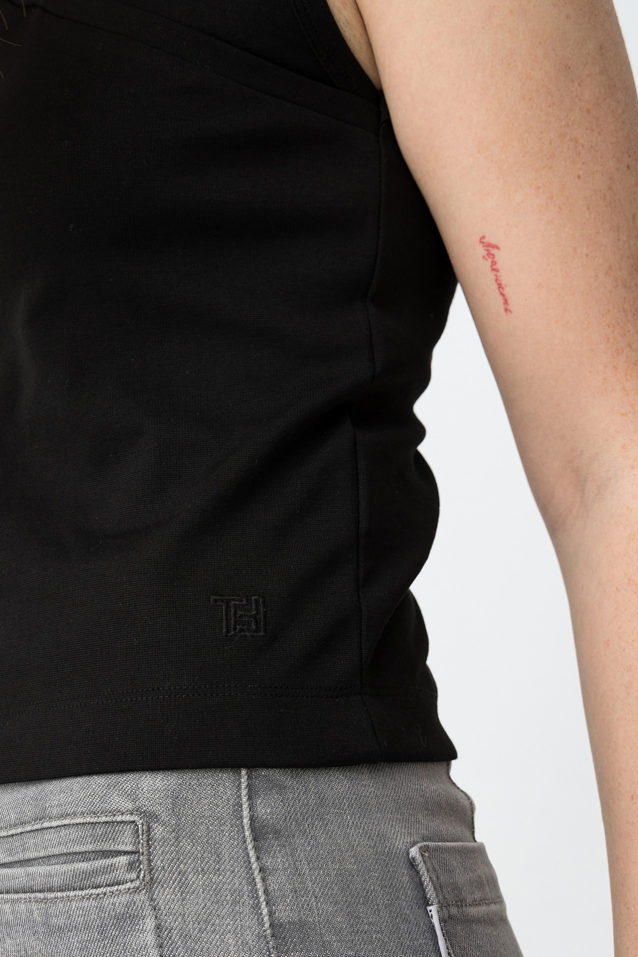 Black Slim V-Neck Top