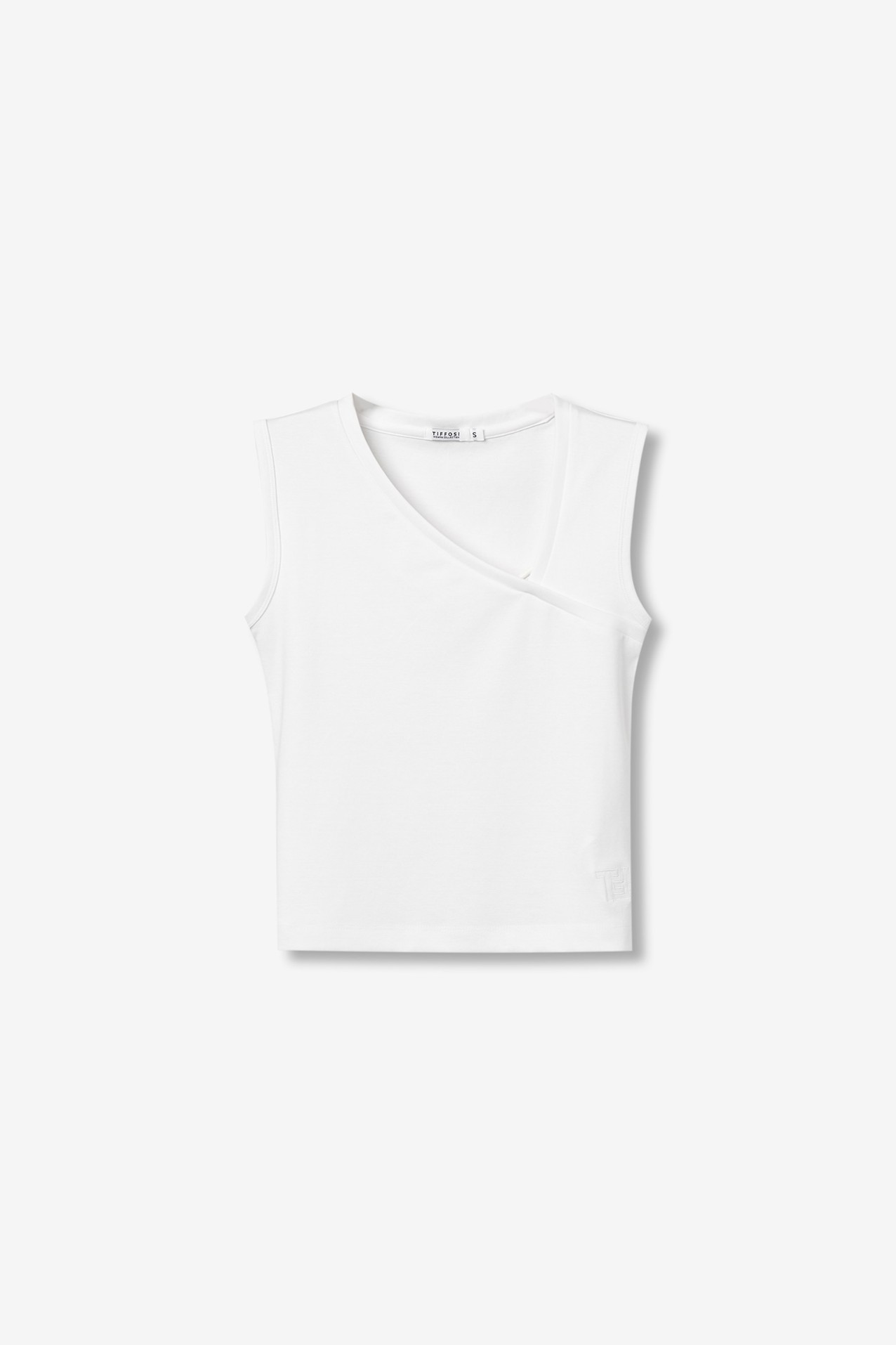 White Slim Fit Sleeveless Top