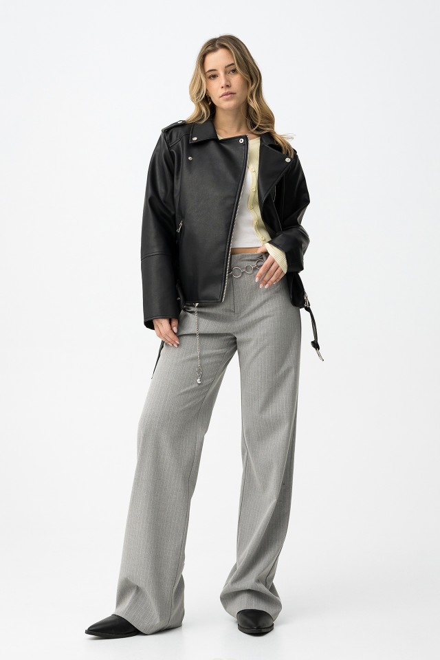 Gray Straight-Leg Trousers
