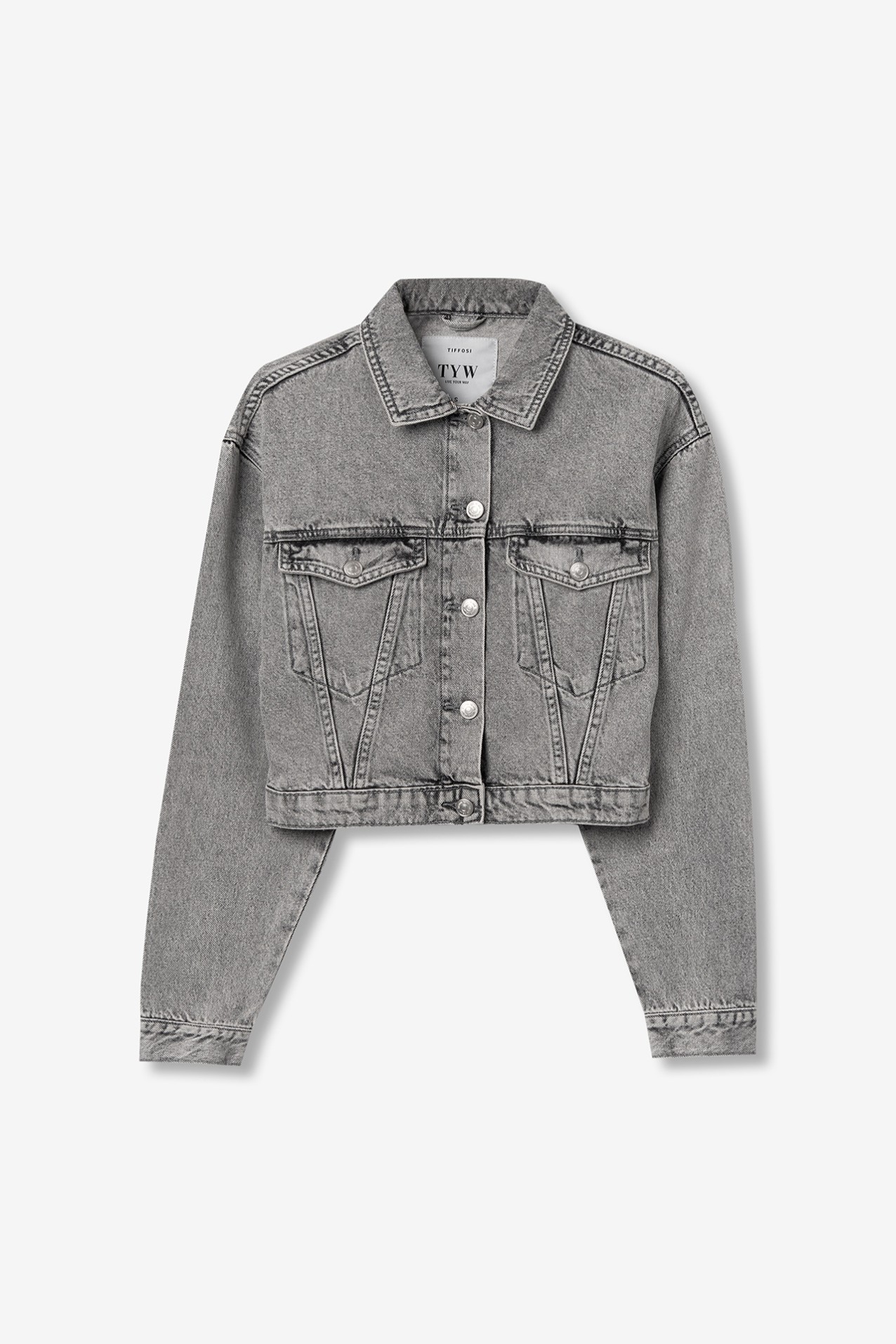 Light Grey Cropped Denim Jacket