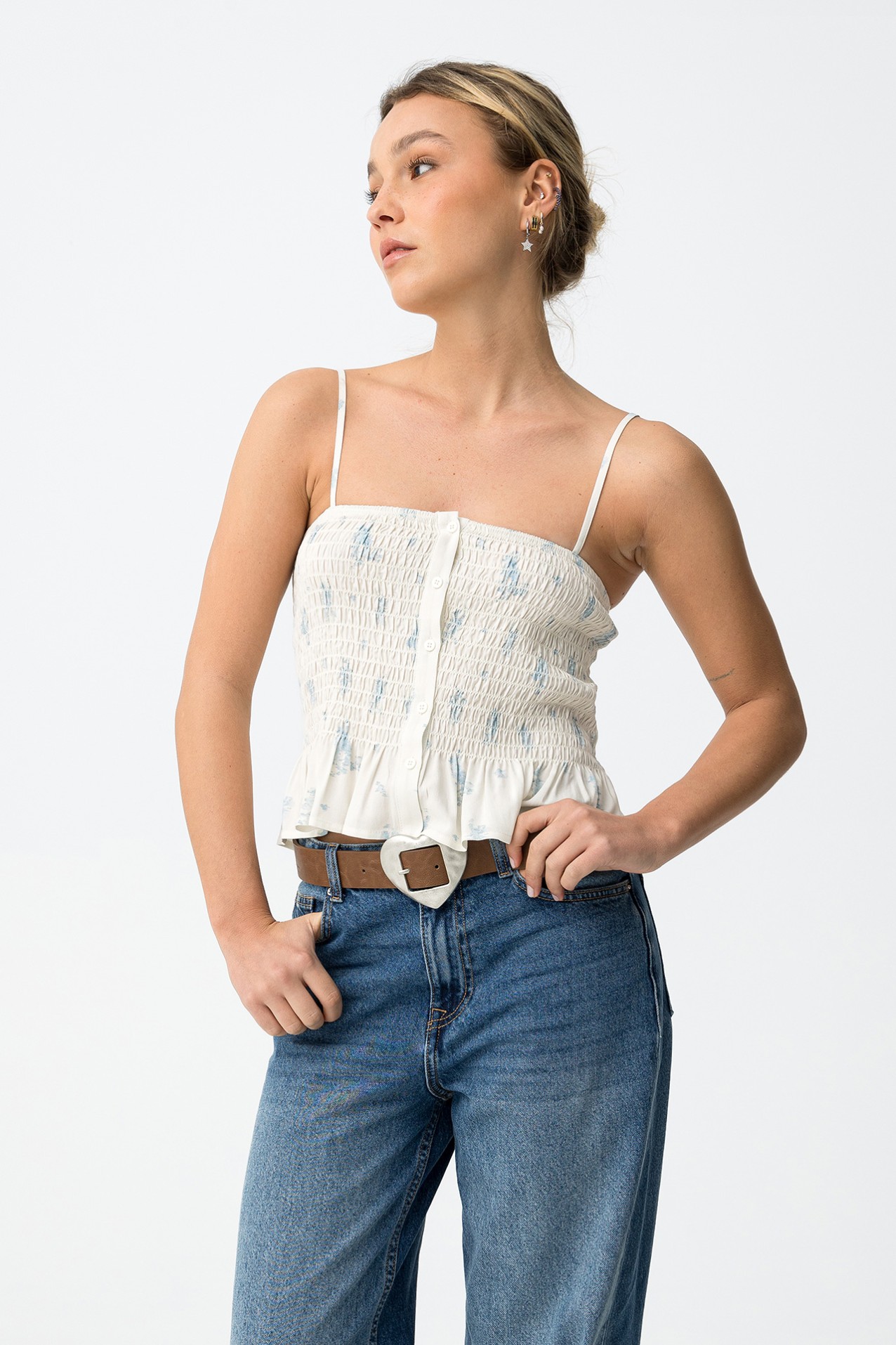 Cream Super Slim Top