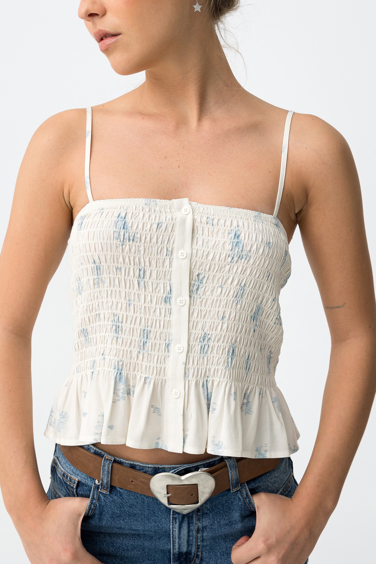 Cream Super Slim Top