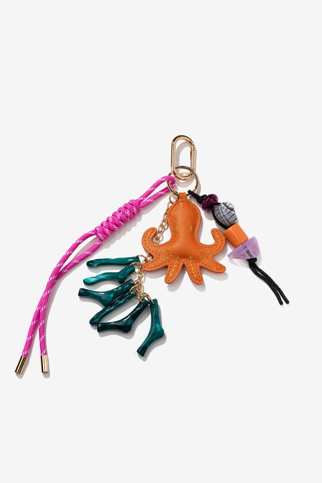 Orange Octopus Keychain Charm