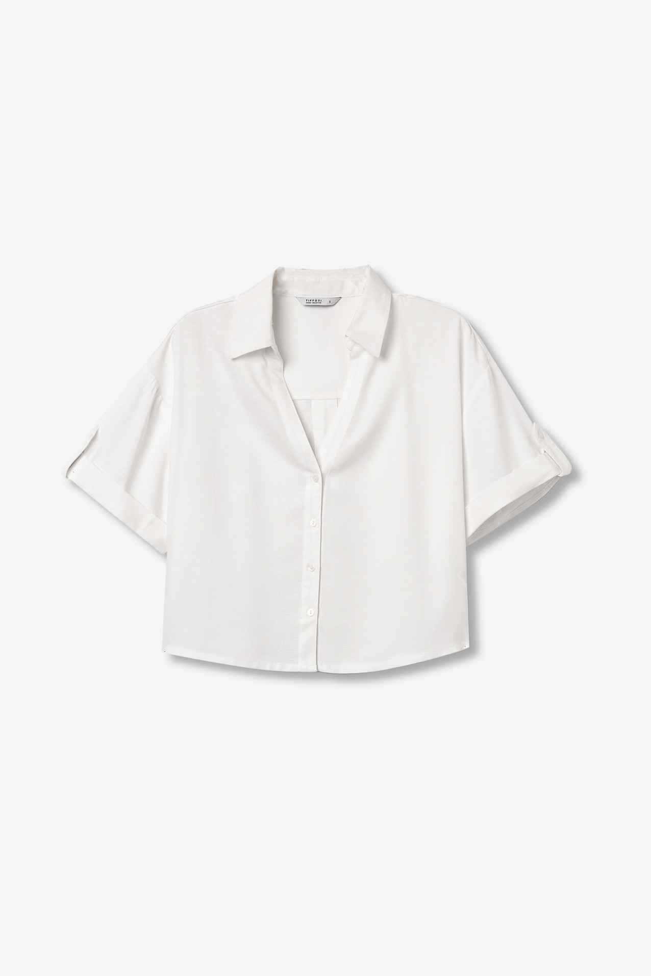 Cropped Off-white Short Sleeve Shirt