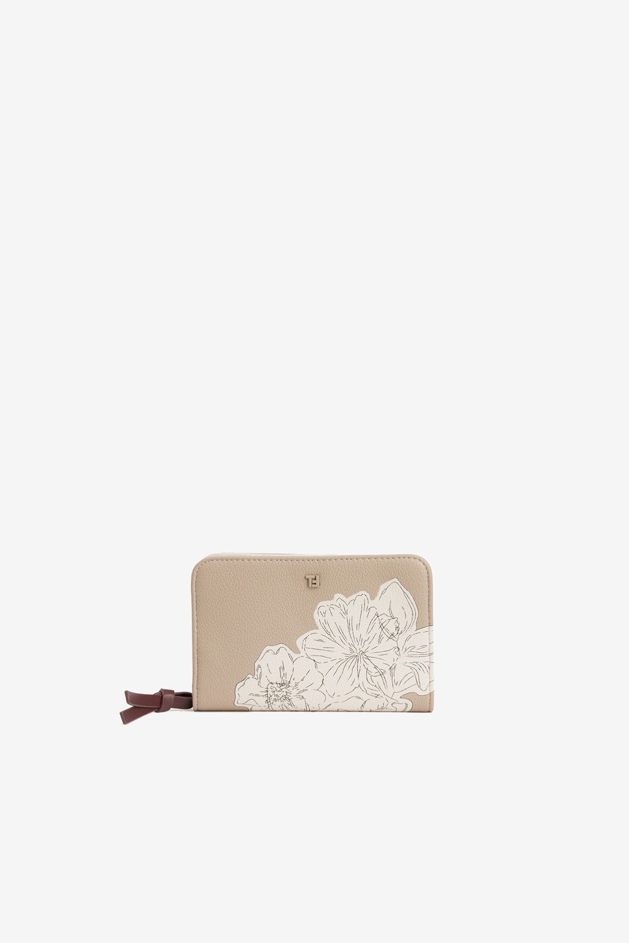 Beige Floral Zip Wallet - 10066756_168 - Tiffosi