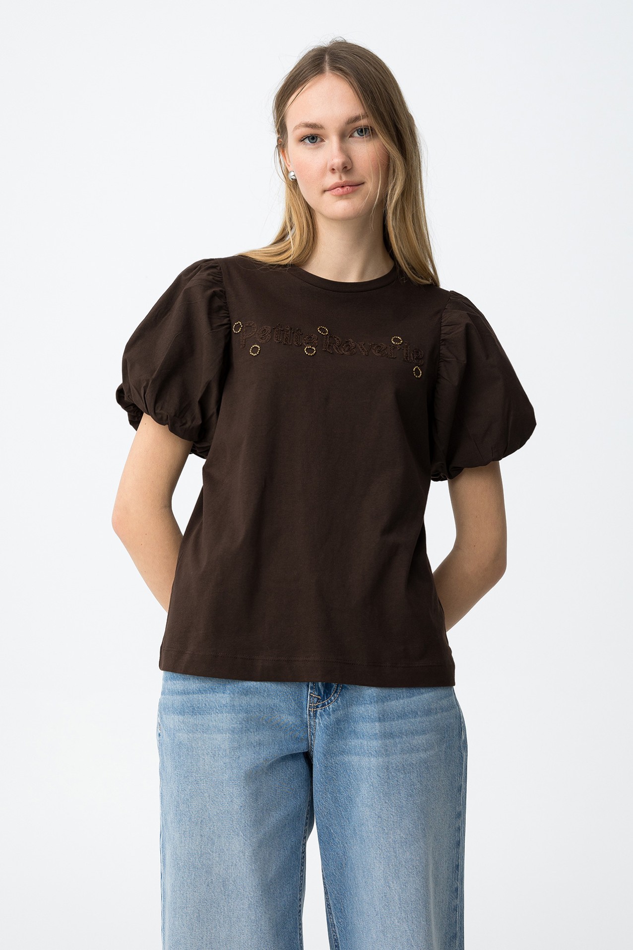 Chocolate Balloon Sleeve Tee - 10065782_290 - Tiffosi
