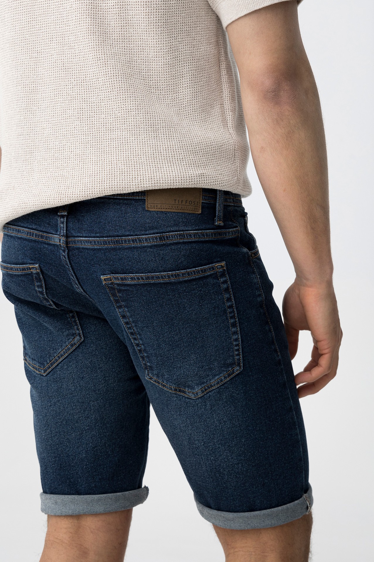 Dark Blue Slim Denim Shorts