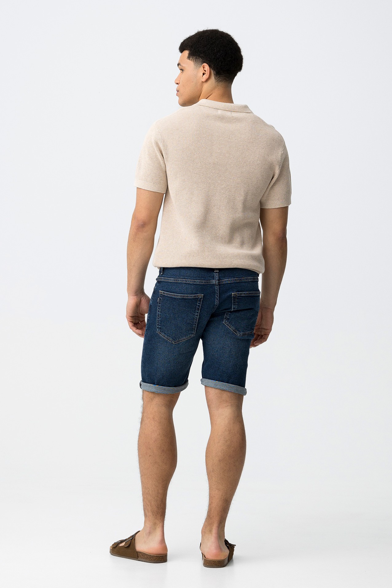 Dark Blue Slim Denim Shorts