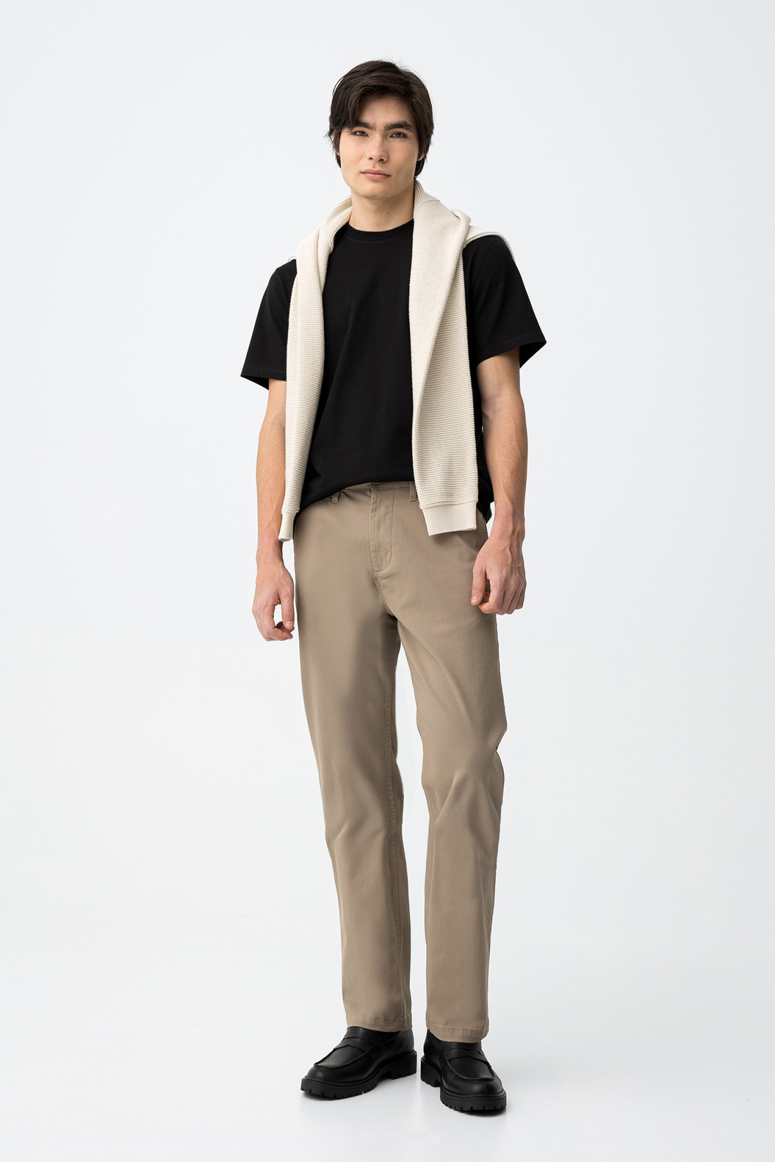 Beige Relaxed Fit Trousers