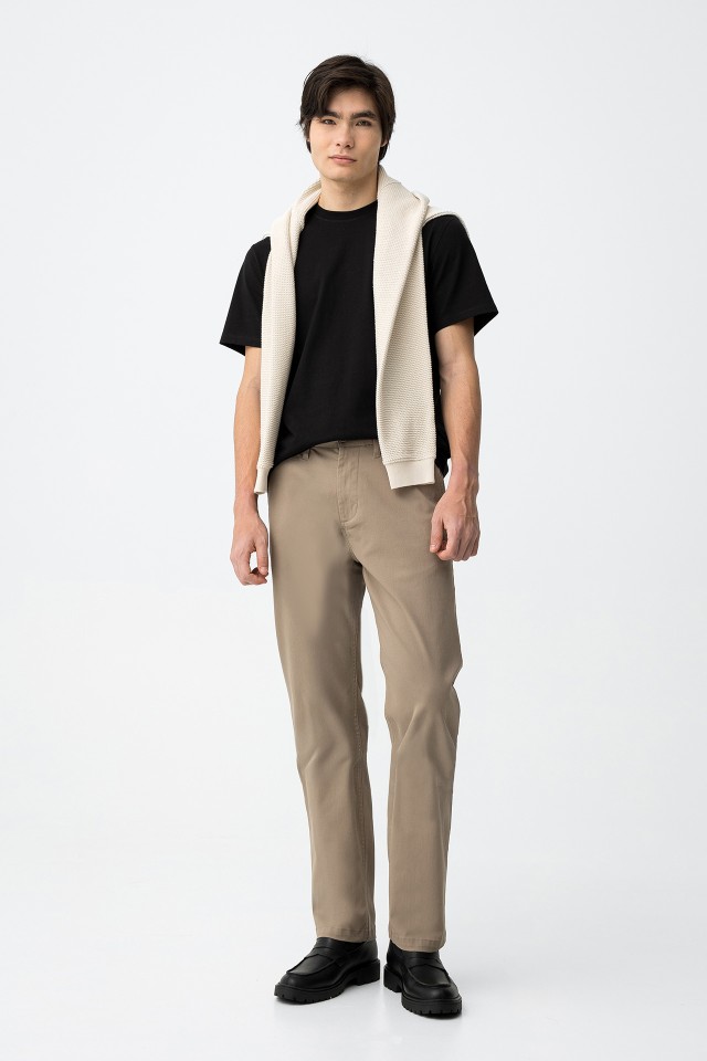 Beige Relaxed Fit Trousers
