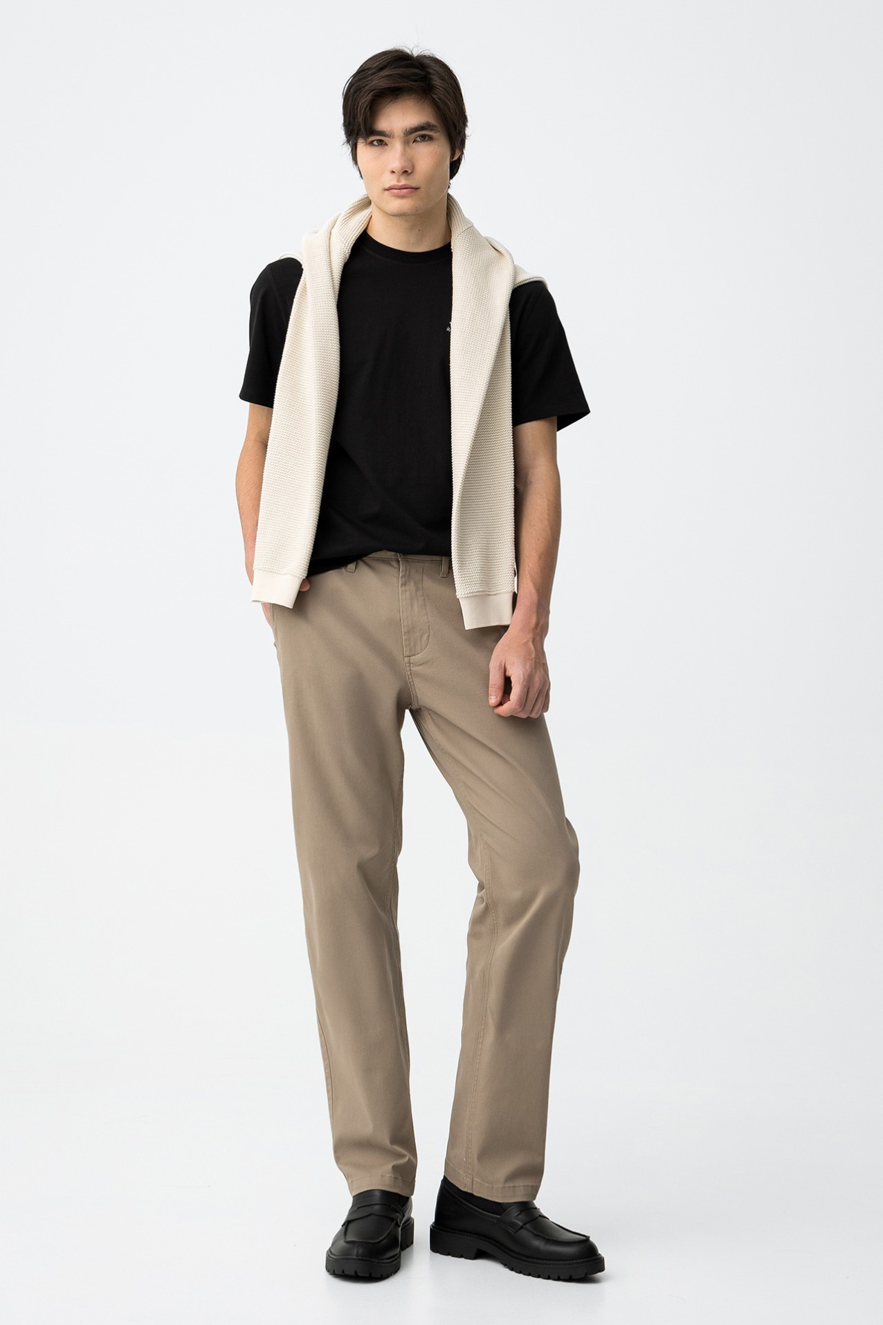 Beige Relaxed Fit Trousers