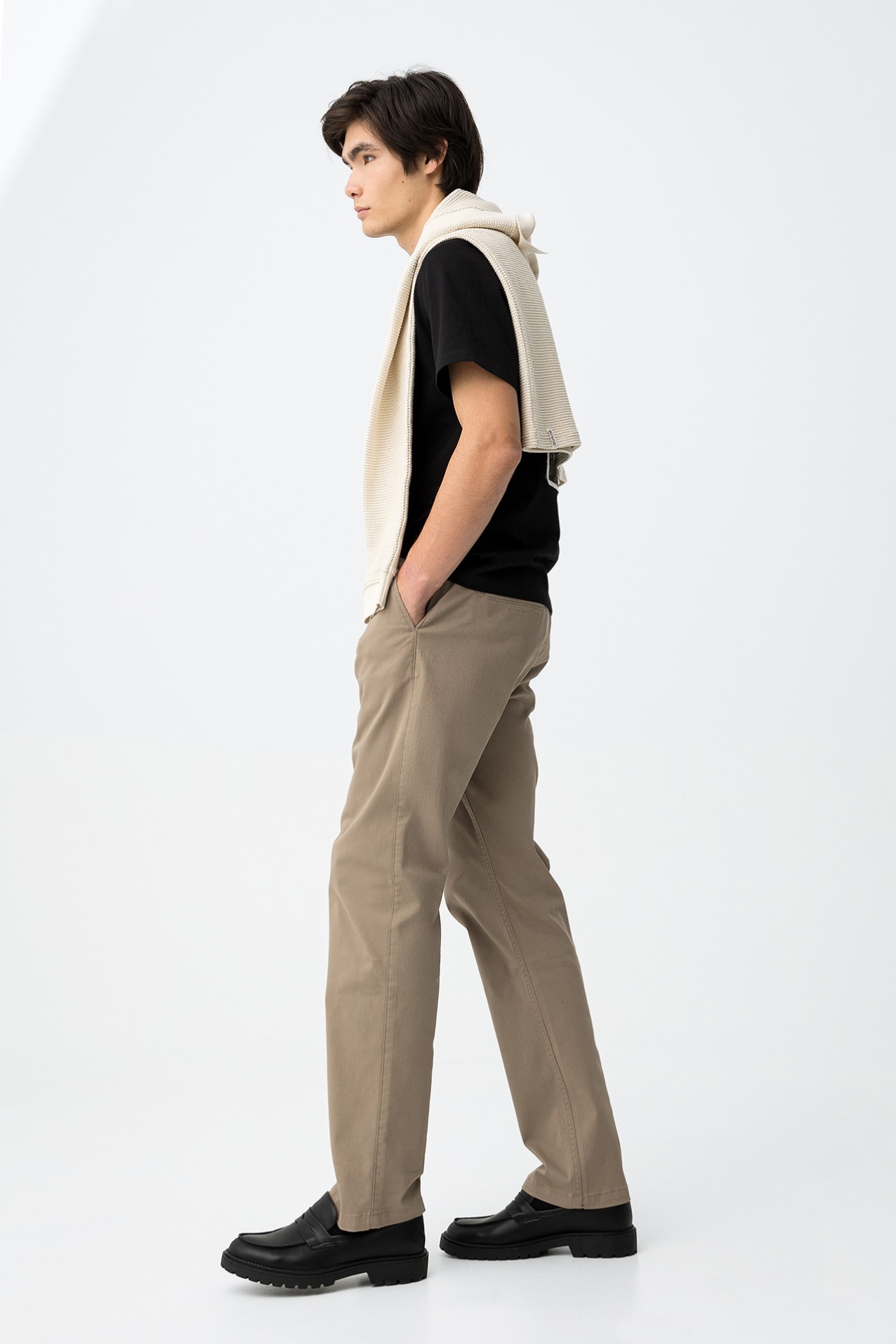 Beige Relaxed Fit Trousers