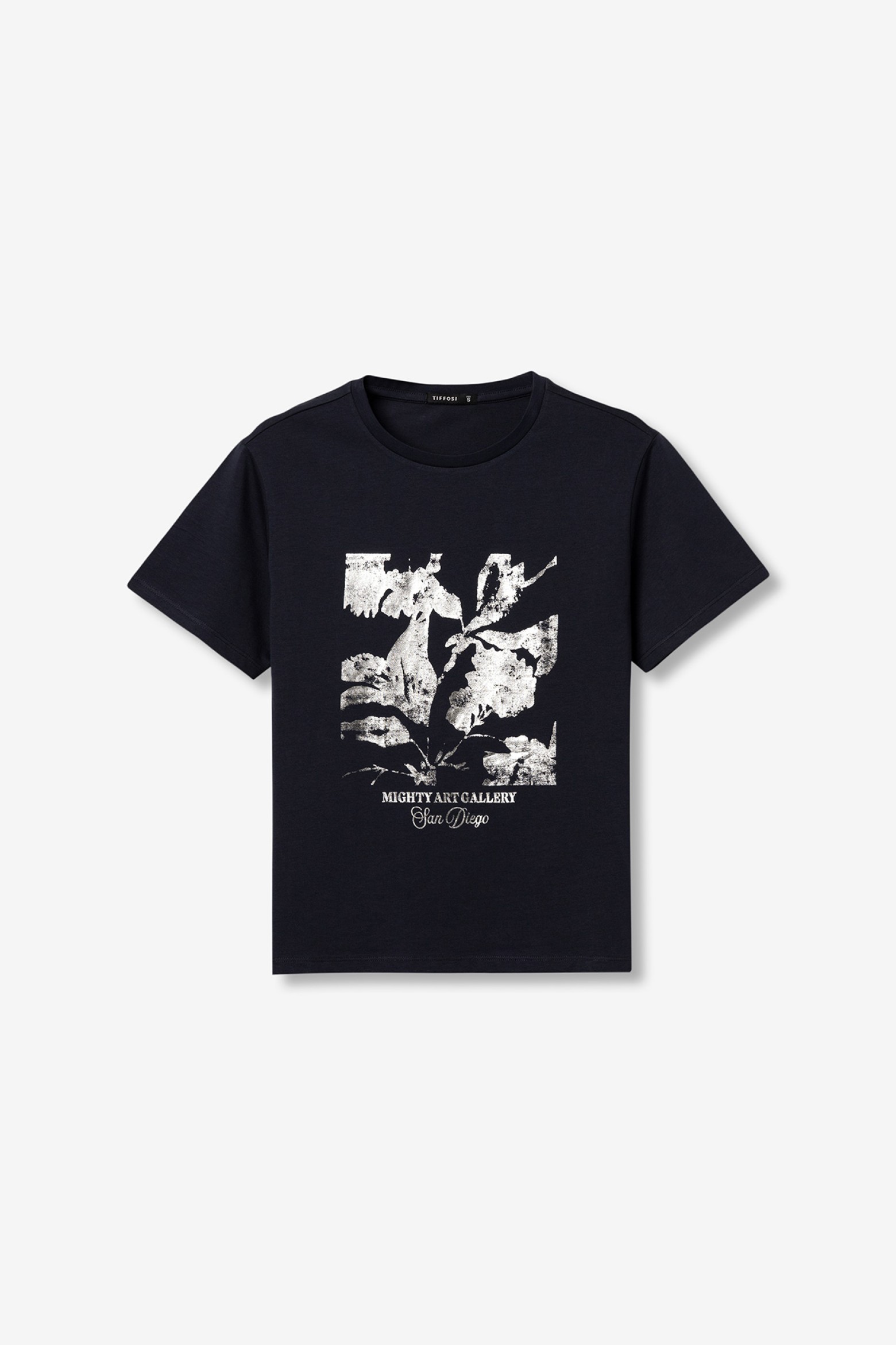 Camiseta azul estampada arte