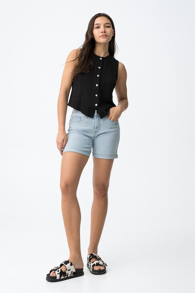 Light Blue Fitted Shorts
